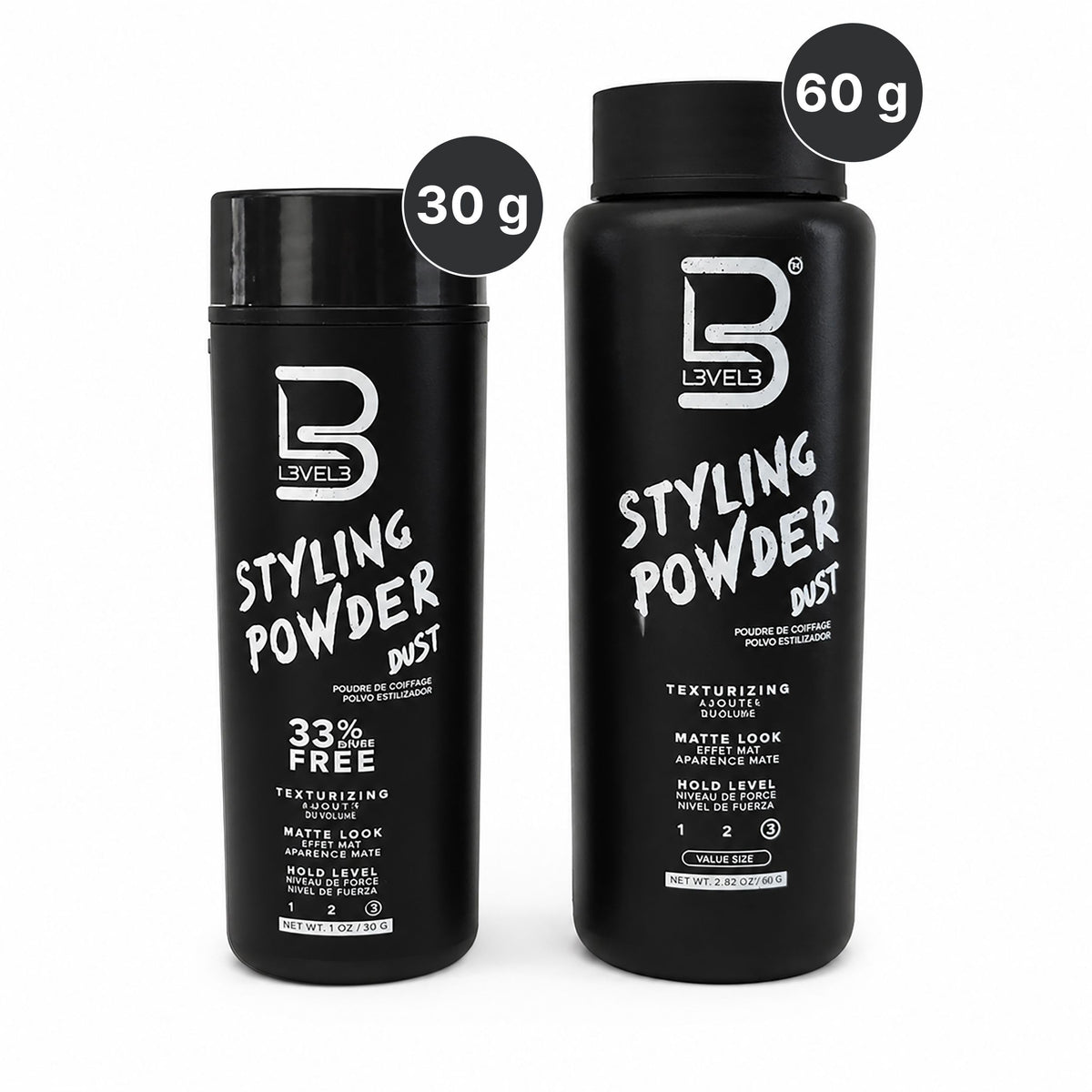 L3 - Polvo de peinado de nivel 3, polvo de aspecto natural para hombre, fácil de aplicar sin aceite ni residuos grasos