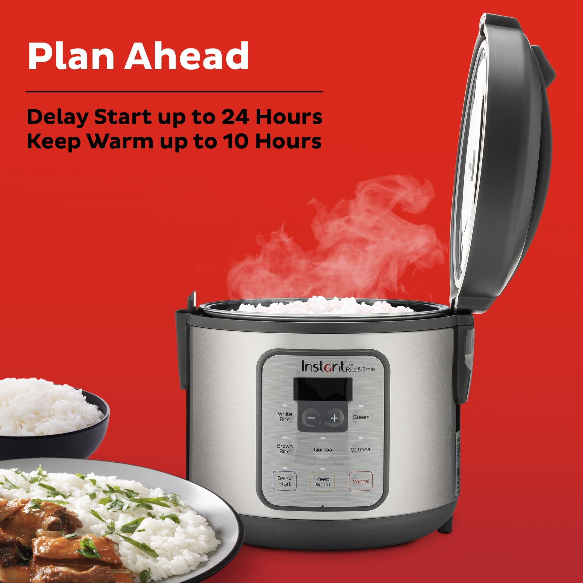 Instant Pot Zest Olla de arroz de 8 tazas con un toque, de los fabricantes de ollas instantáneas, vapor, cocina arroz, frijoles, quinua y avena, 8 tazas cocinadas/4 tazas sin cocinar, funcionalidad de