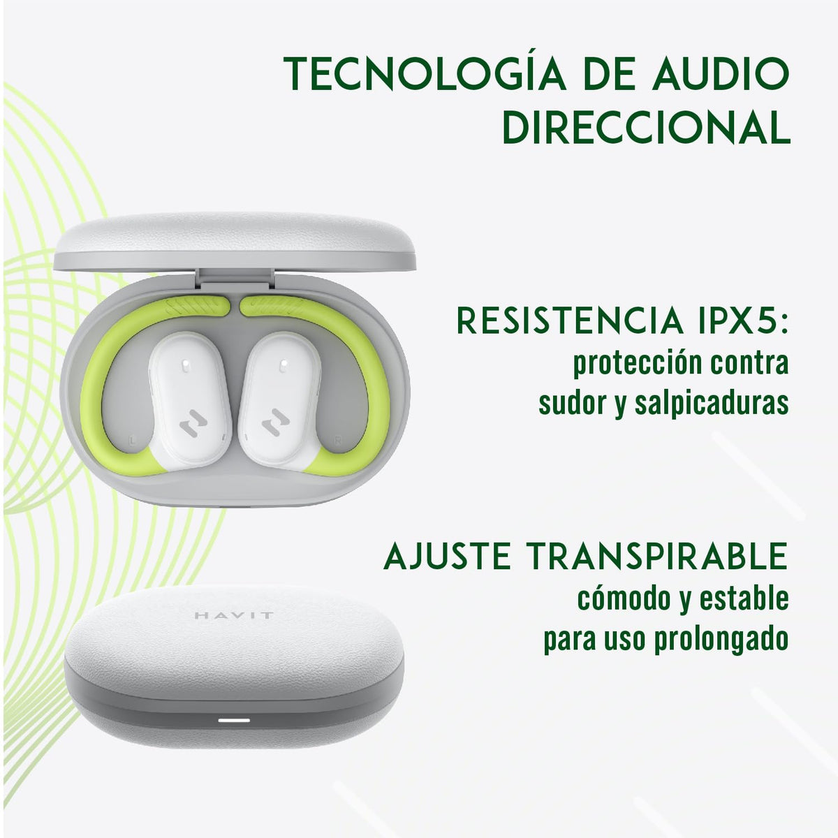 Audífonos Oído Abierto havit Neon BT 5.4 IPX5 64h