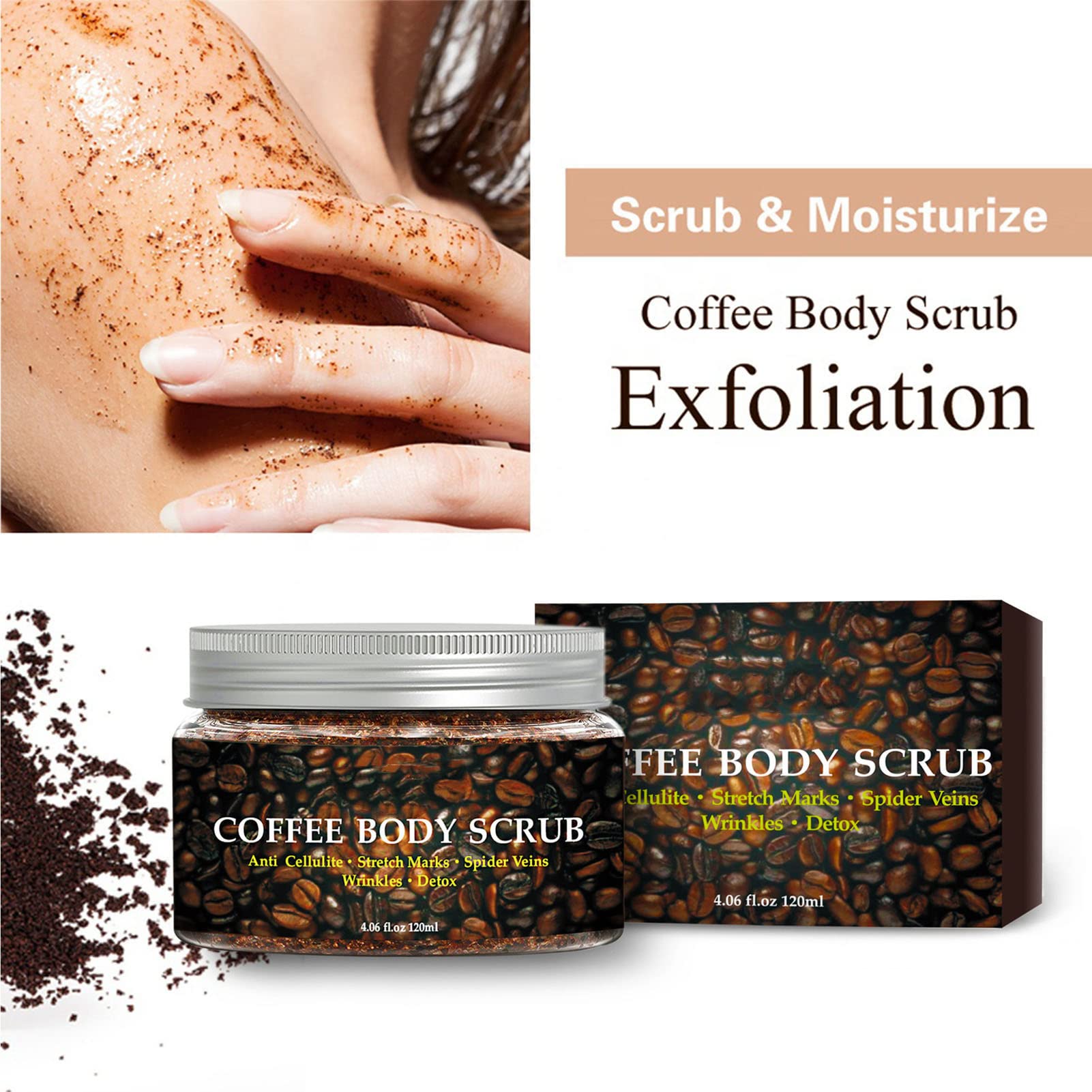 Exfoliante Corporal Seguro Café Limpieza Profunda Nutritivo para el Cuidado Diario de la Piel