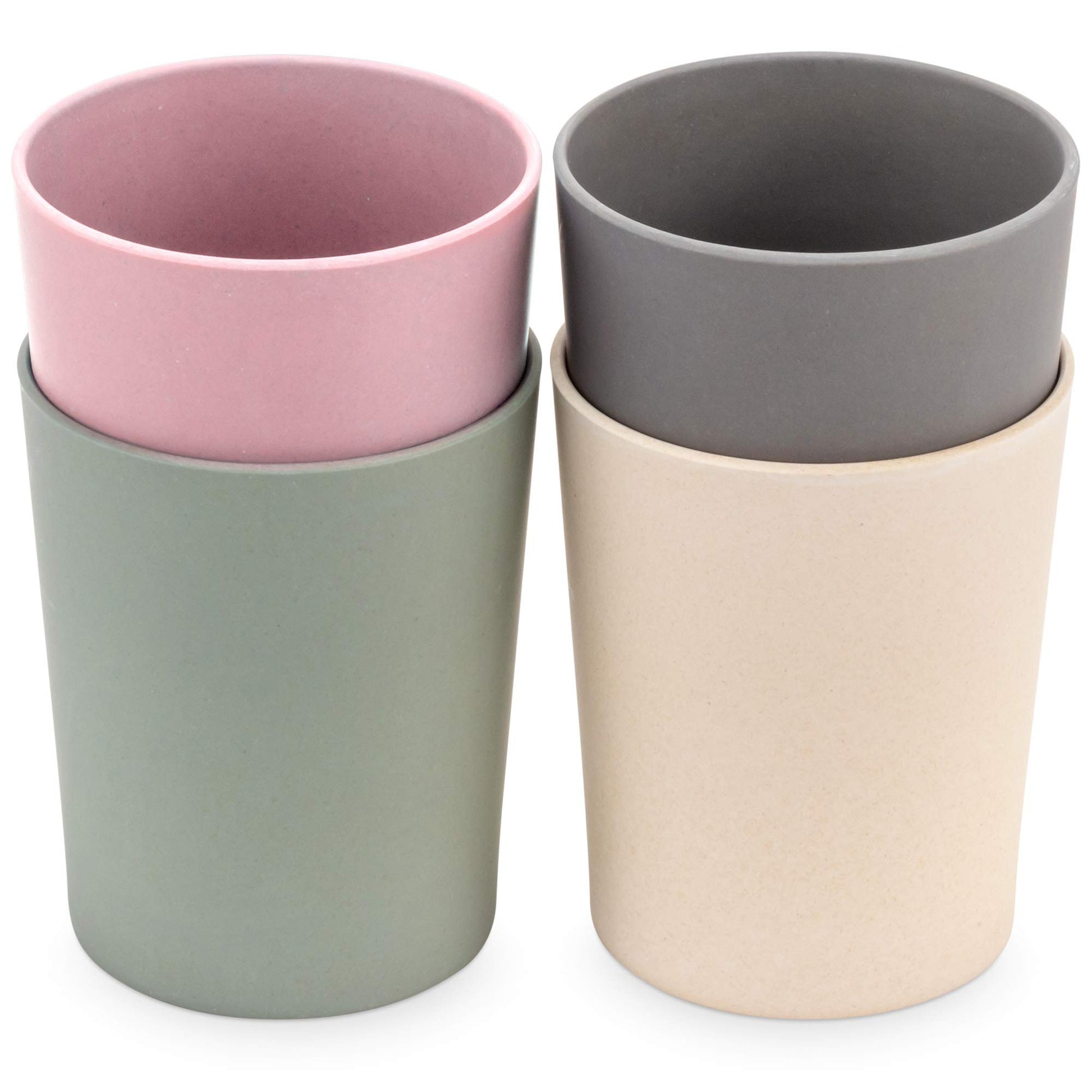 WeeSprout - Juego de 4 tazas de bambú para niños pequeños (10 fl oz), paquete de tazas orgánicas y no plásticas para niños pequeños, niños grandes o bebés, natural