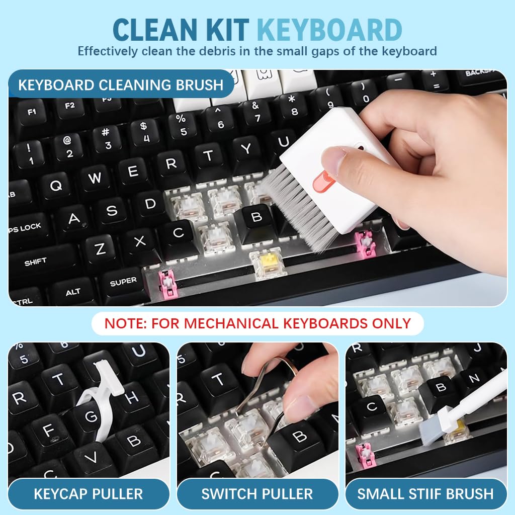 Kit de Limpieza Multifuncional, 32 en 1, Herramientas Portátiles para Teclados, Pantallas, Teléfonos Móviles, Audífonos y Cámaras, Incluye Cepillos y Paños, Ideal para Dispositivos Electrónicos