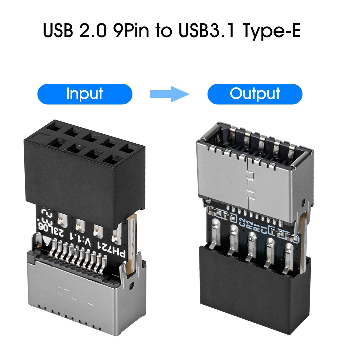 Adaptador USB 2.0 a 3.2 Gen 1 YSIUENG Negro Convertidor para Extender Puertos USB-C en Placa Base