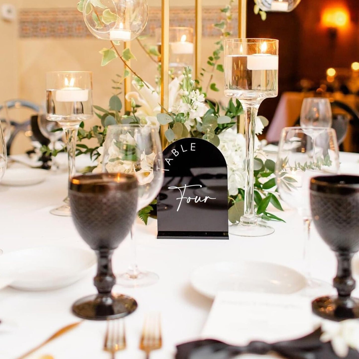 Números de Mesa de Boda Arco Negro con Soportes, Decoración para Recepciones