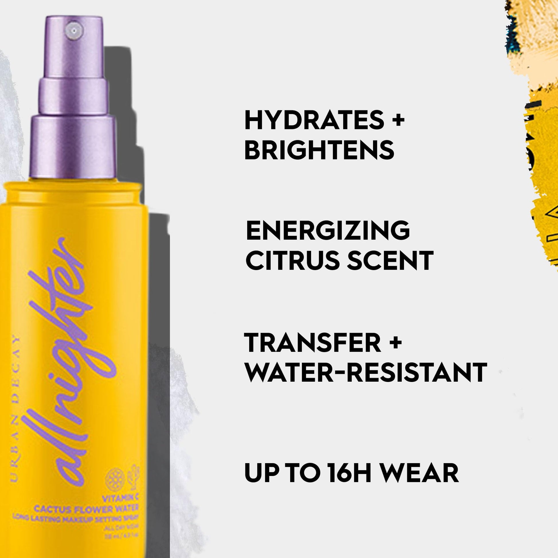 Urban Decay All Nighter Setting Spray Vitamin C fijador de maquillaje hasta por 16hrs acabado luminoso, tamaño de viaje, 30ml