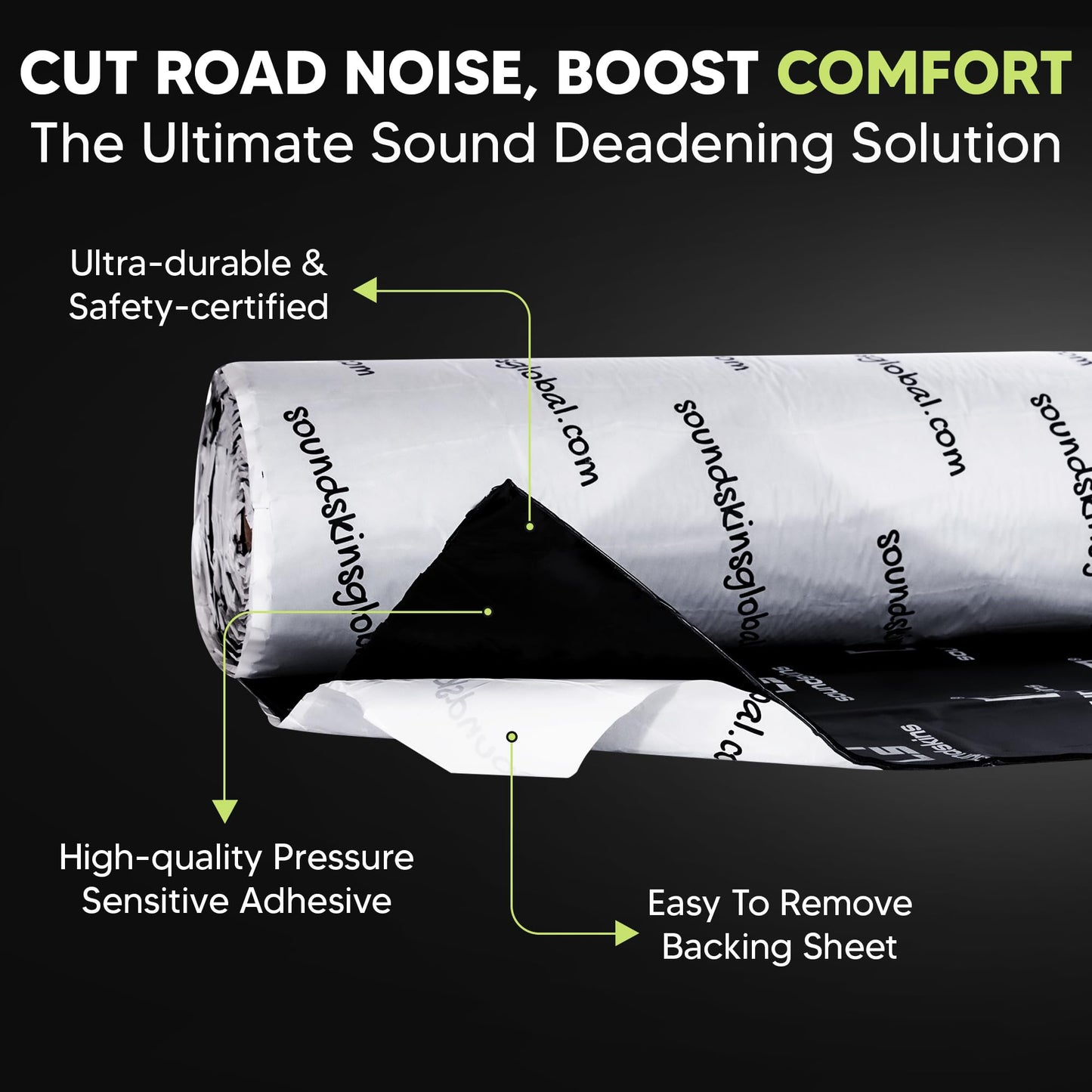 Material de Amortiguación de Sonido Soundskins Negro Triple Capa para Coche
