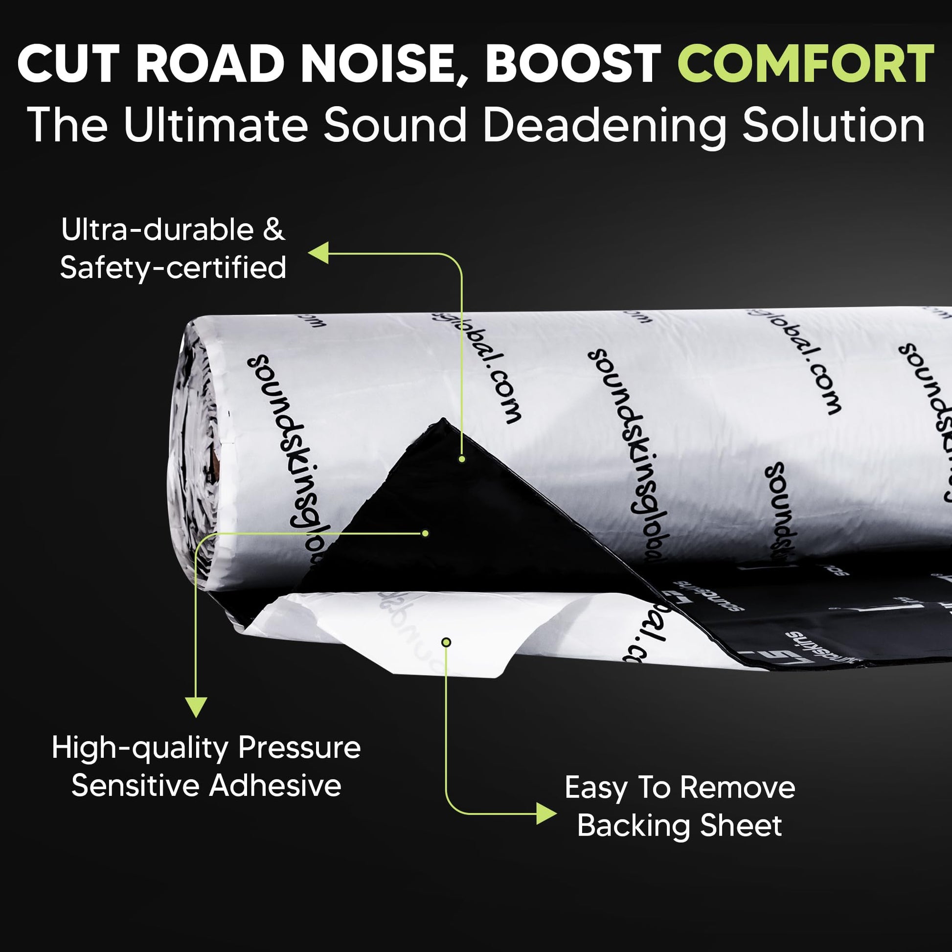 Material de Amortiguación de Sonido Soundskins Negro Triple Capa para Coche