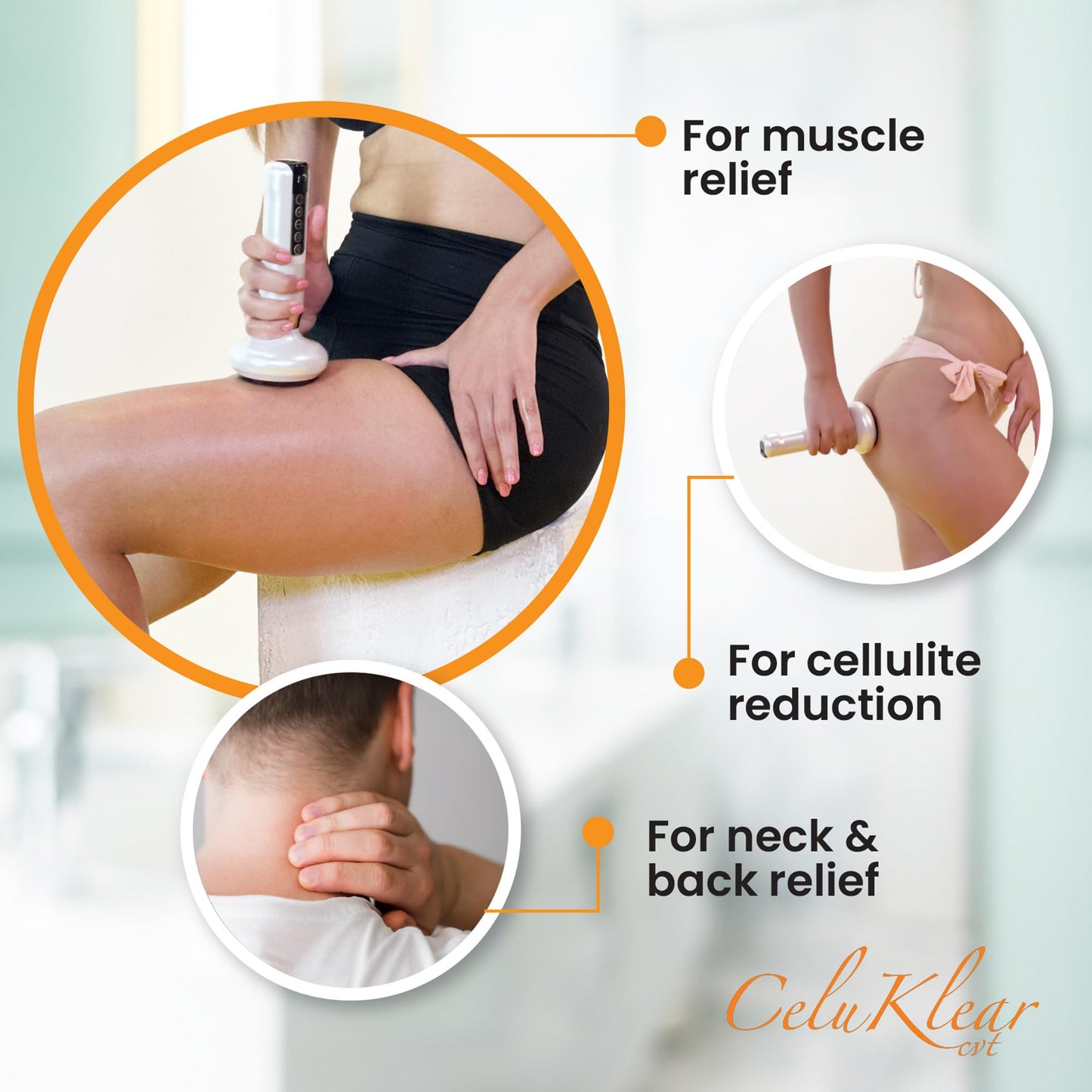 Nuflair Masajeador Eléctrico De Ventosas Celuklear Cvt 3 En 1: Máquina De Ventosas Para Celulitis, Masaje De Tejido Profundo Y Drenaje Linfático. Succión Ajustable Que Favorece La Circulación Y La Sal