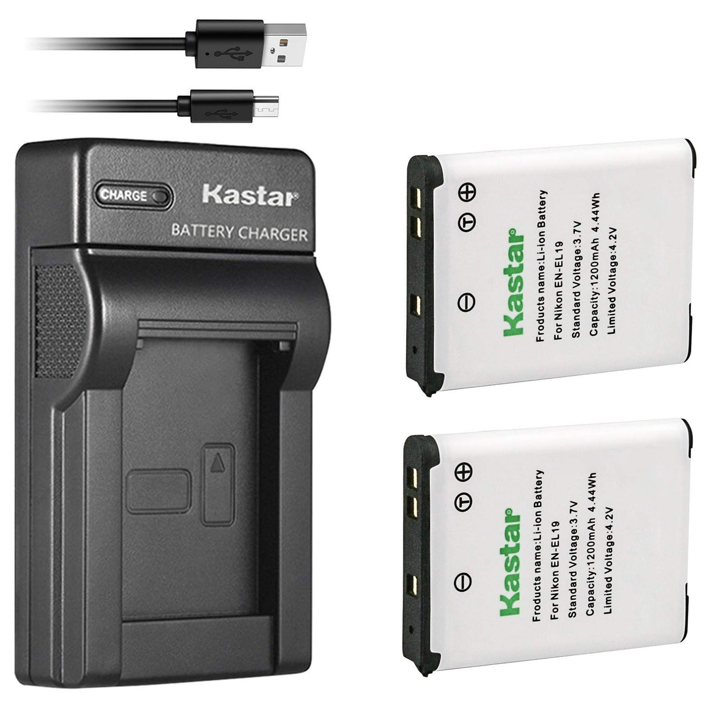 Batería Kastar y Cargador USB para Nikon EN-EL19 y Coolpix S Series