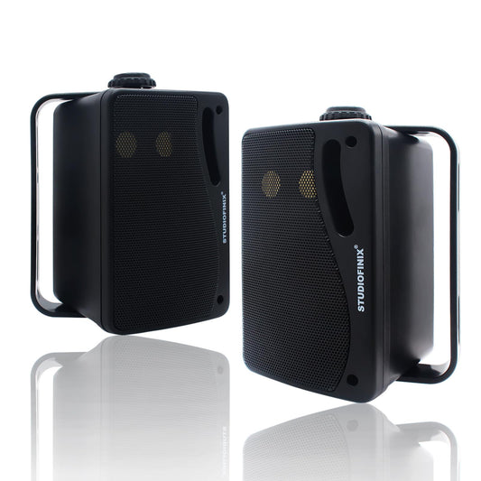 STUDIOFINIX - Altavoces Bluetooth para exteriores de 3.5 pulgadas, impermeables, cableados, 3 vías, 200 W, actualizados, altavoces de montaje en pared, ideal para uso en patio, cubierta, interior y