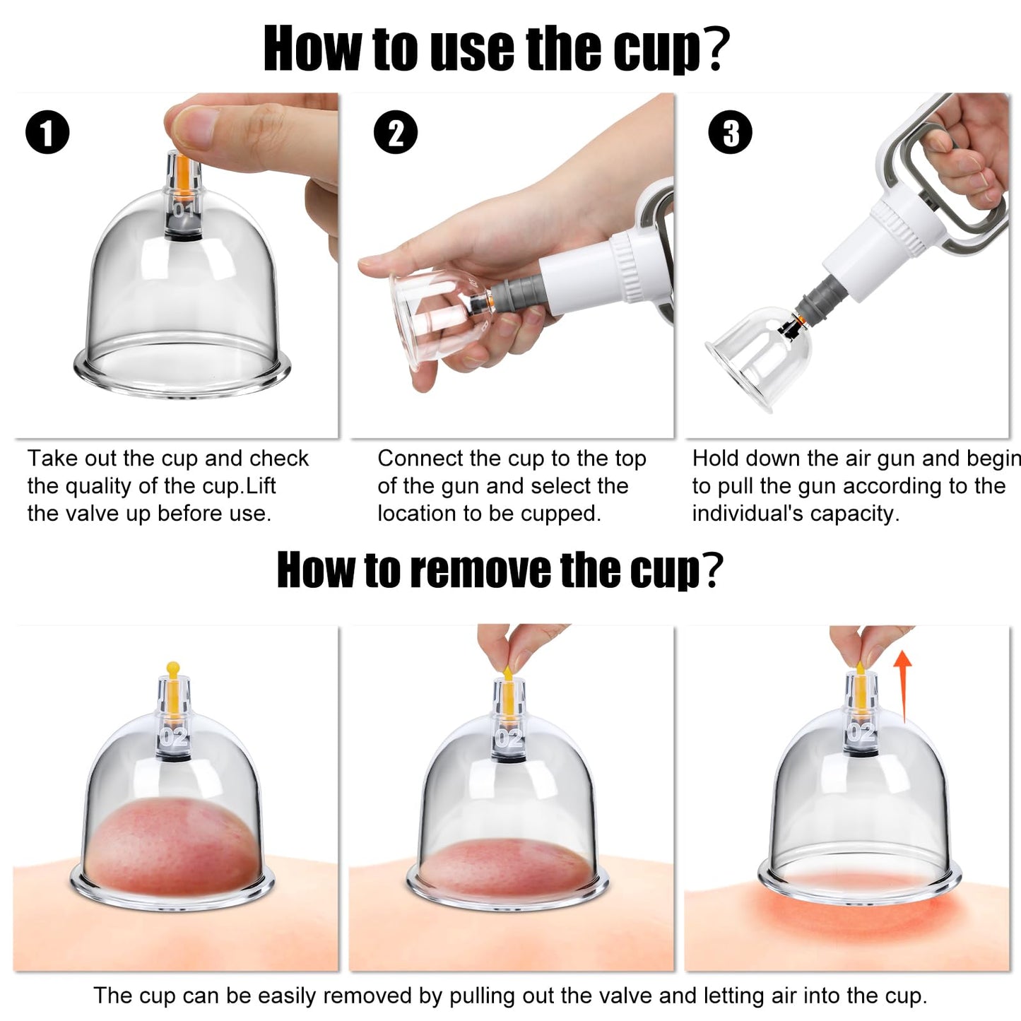 FotizoAce - Juego de ventosas, terapia de masaje para masaje, espalda lumbar, alivio del dolor, terapia física, herramienta china de ventosas musculares con bomba y tazas de silicona al vacío para