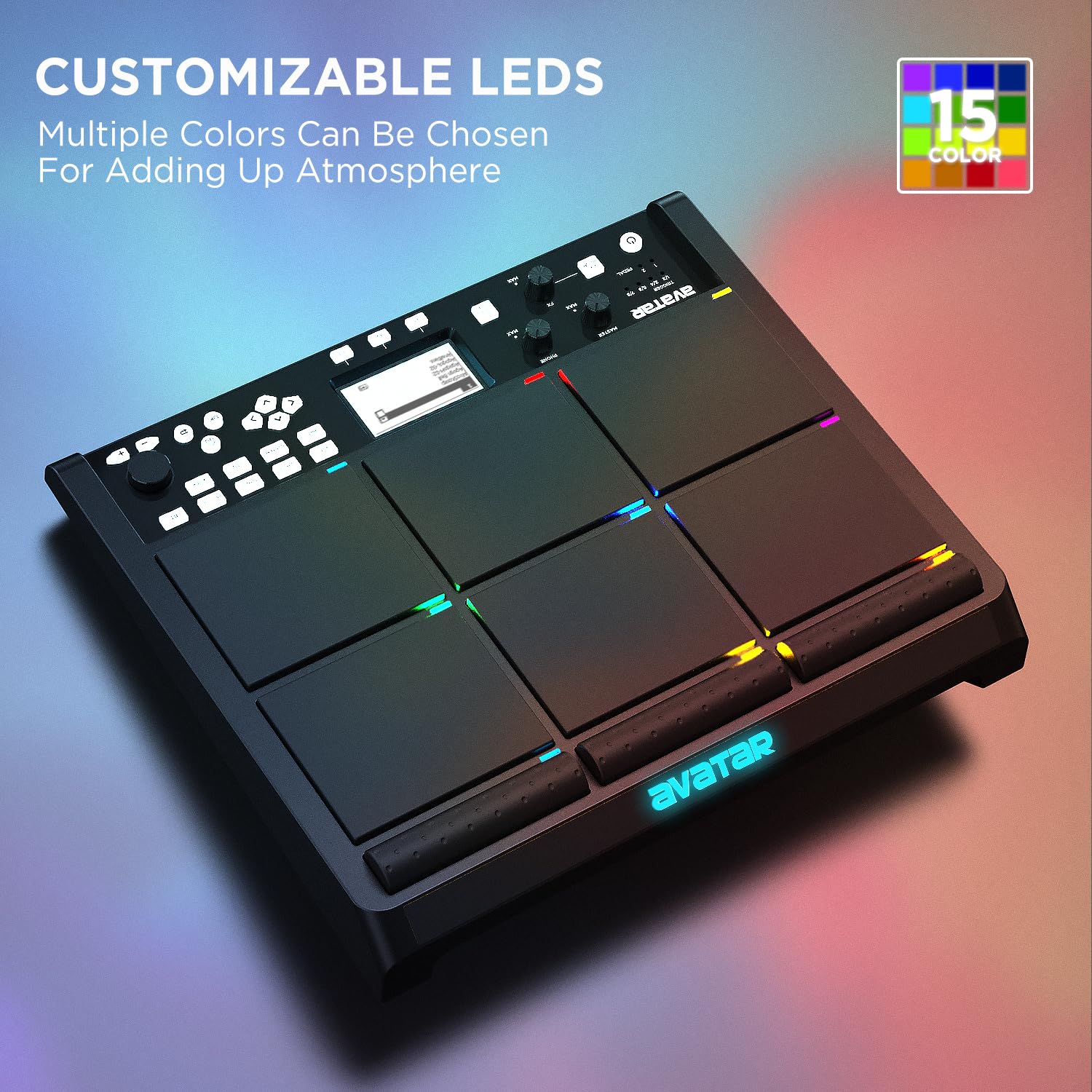 PD708 - Almohadilla de muestra para percusión y muestreo con 9 almohadillas para orejas de batería para rendimiento en vivo, más de 1000 sonidos integrados, almacenamiento de 32 GB, FX incorporado
