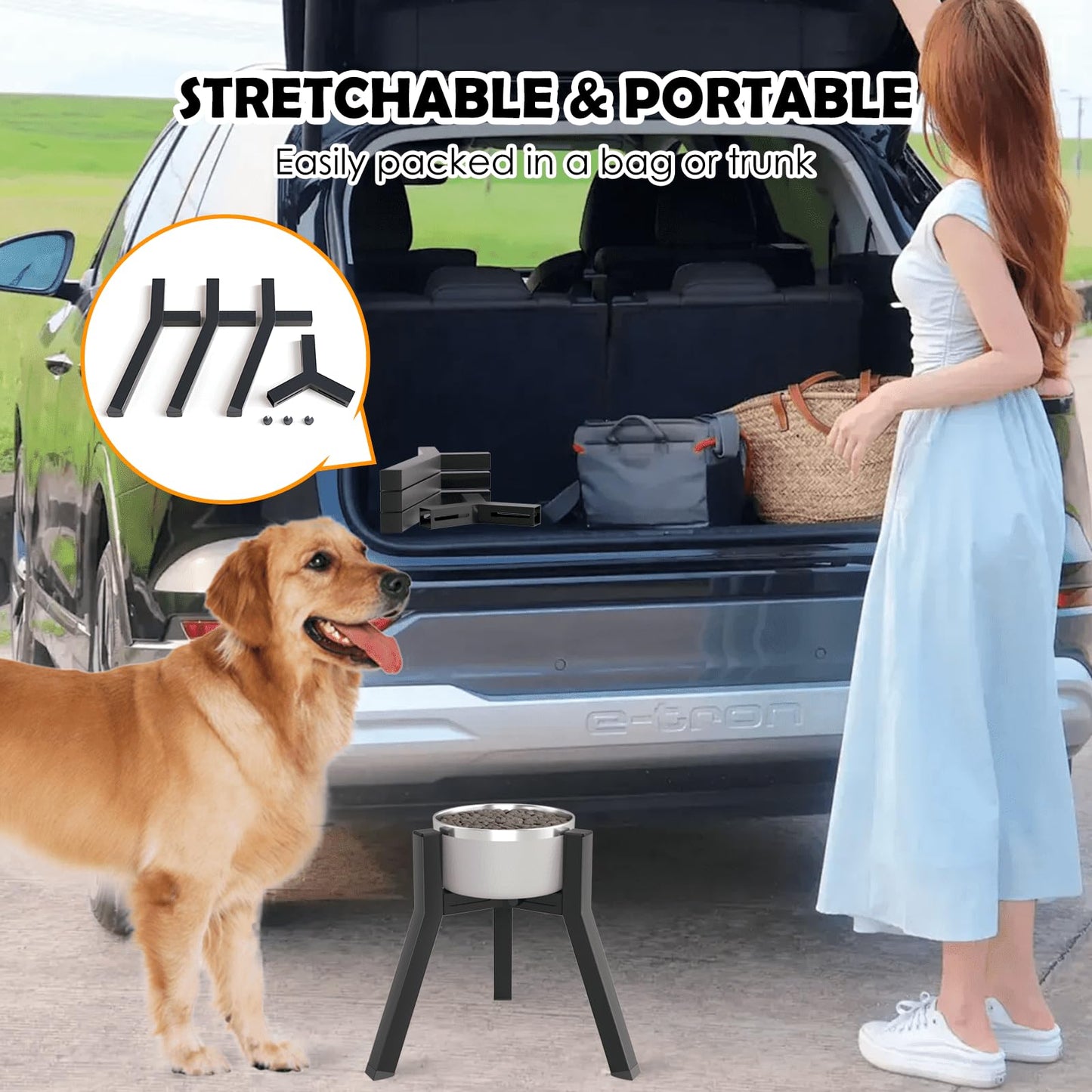 Soporte para Cuencos TIDANT Ajustable y Elevado para Perros Medianos y Grandes