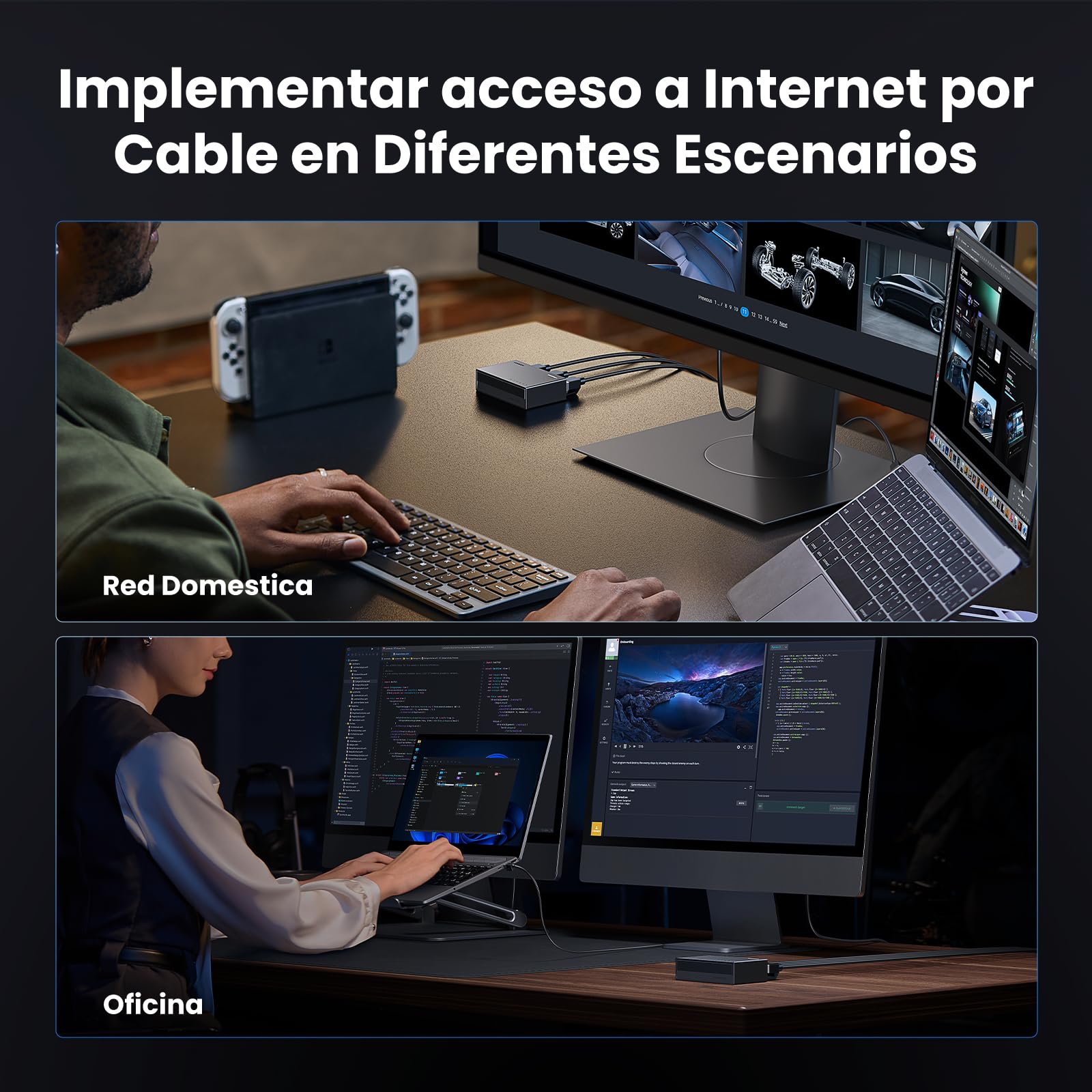 UGREEN Conmutador Ethernet , Divisor Ethernet Gigabit de Alta Velocidad de 5 Puertos, Divisor de Internet para Escritorio y Montaje en Pared, Conmutador LAN Plug & Play para TV/Laptop