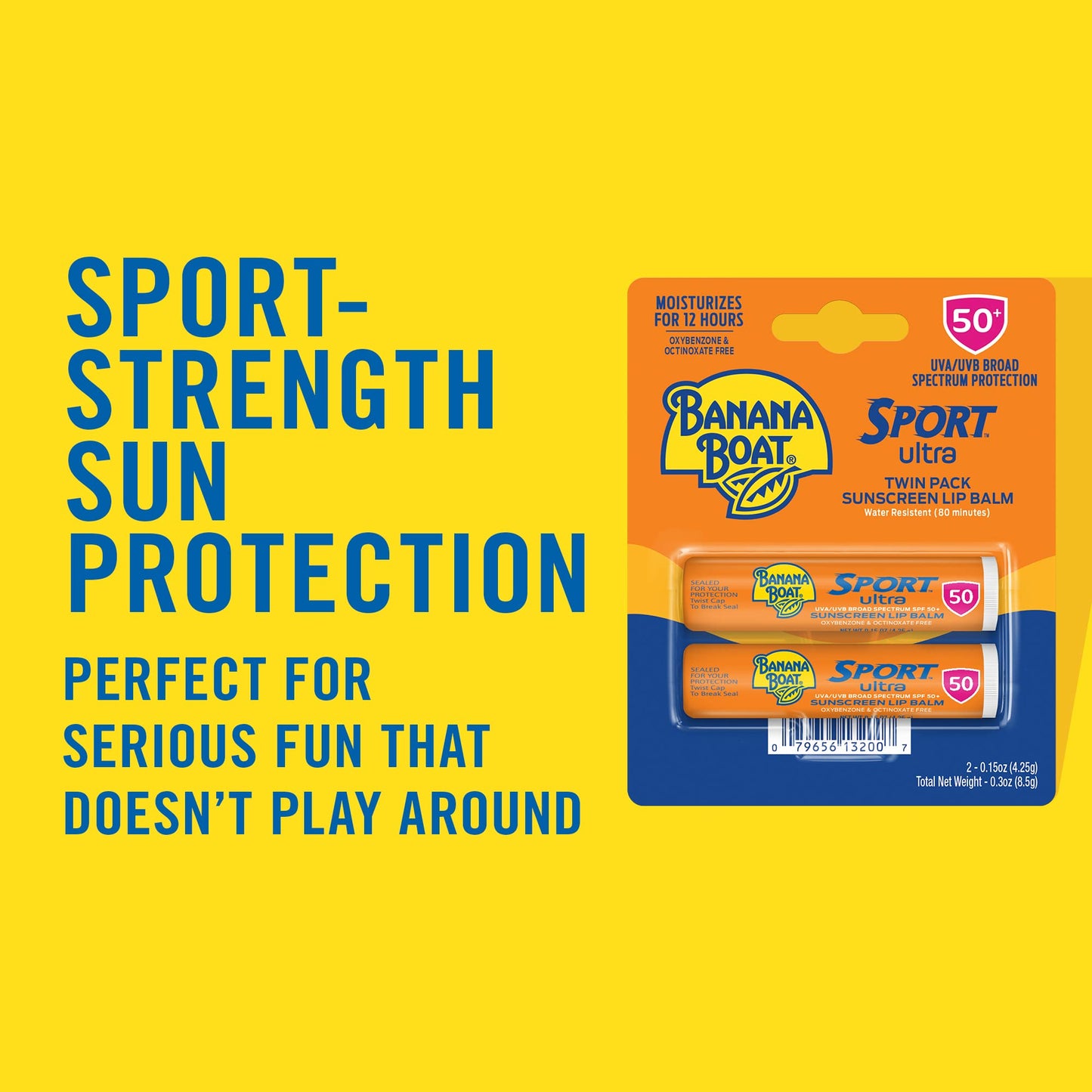 Banana Boat Sport Ultra Lip Balm Sunscreen, Broad Spectrum SPF 50, .15oz. - Twin Pack