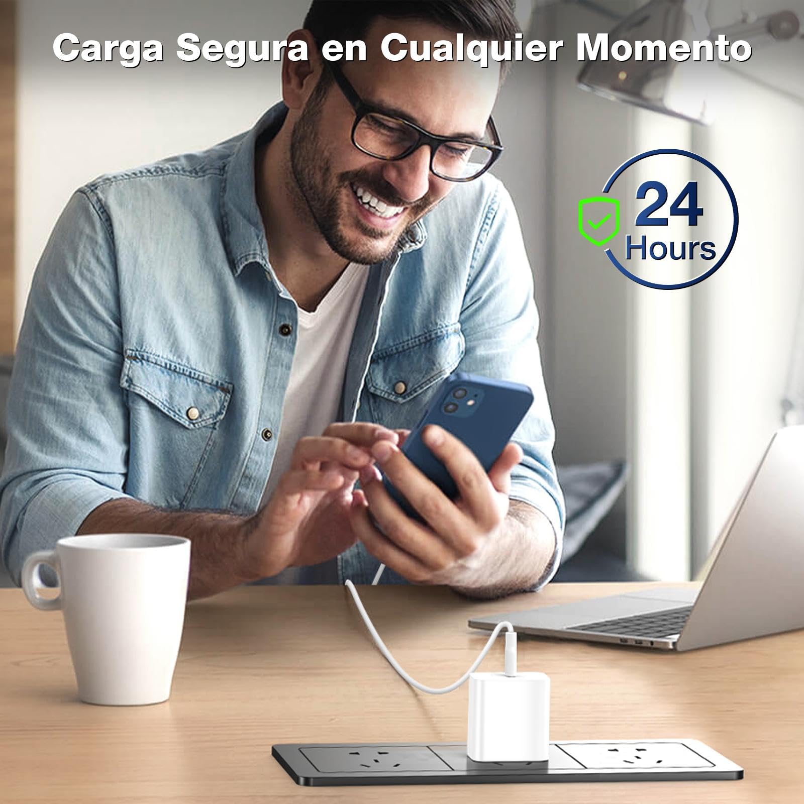 1 Hora Cargador USB C, 3-Pack PD 20W Cubo Cargador Tipo C Carga Rápida con Cable USB C a C 1M 3A, Cuadro de Carga Compatible para IP 15 Samsung Galaxy A55/S23/Note10/S20 Ultra/S10/S9/S8/Motorola