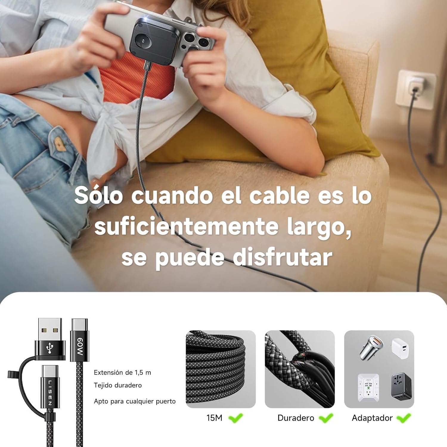 Cargador Inalámbrico Sadoway Negro 15W Plegable Magnético 2 en 1 Compatible con iPhone y Apple Watch