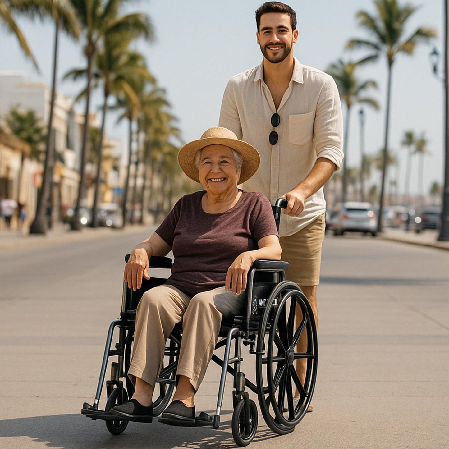 Silla de Ruedas Andafacil Todo Terreno Negro Económica Portátil Alta Calidad para Adultos Mayores