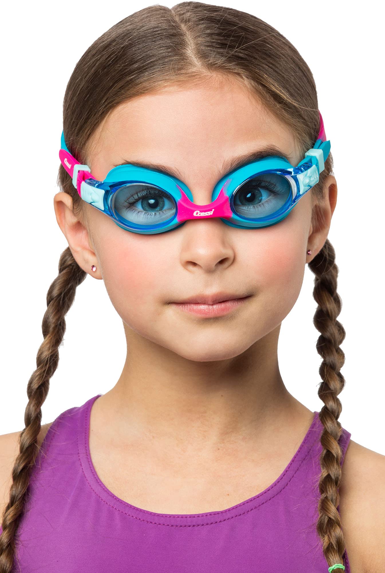 Cressi Dolphin 2.0, Azure/Rosado, Clear Lens, Goggles De Natación Juventud Unisex, Talla Única