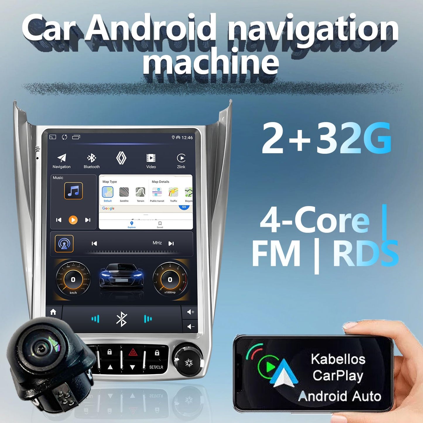 Estéreo de coche Android 12, radio de 10.1 pulgadas con pantalla táctil HD, navegación GPS WiFi con reproductor y cámara de respaldo para Chevrolet Equinox, GMC Terrain 2012-2017 (4+64G con bloqueo)