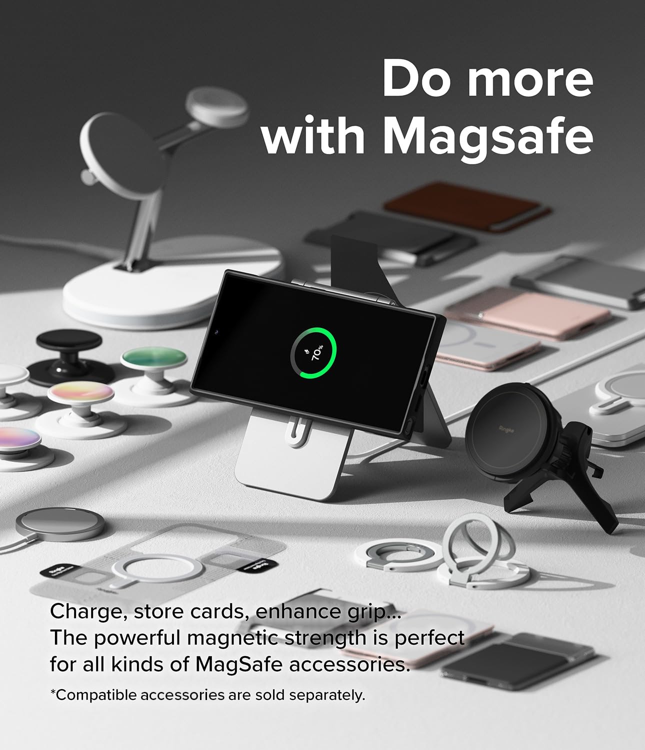 Funda Ringke Fusion Bold Negra Anti-Amarillo Translúcida Mate con Carga Magnética para Samsung Galaxy S24 Ultra