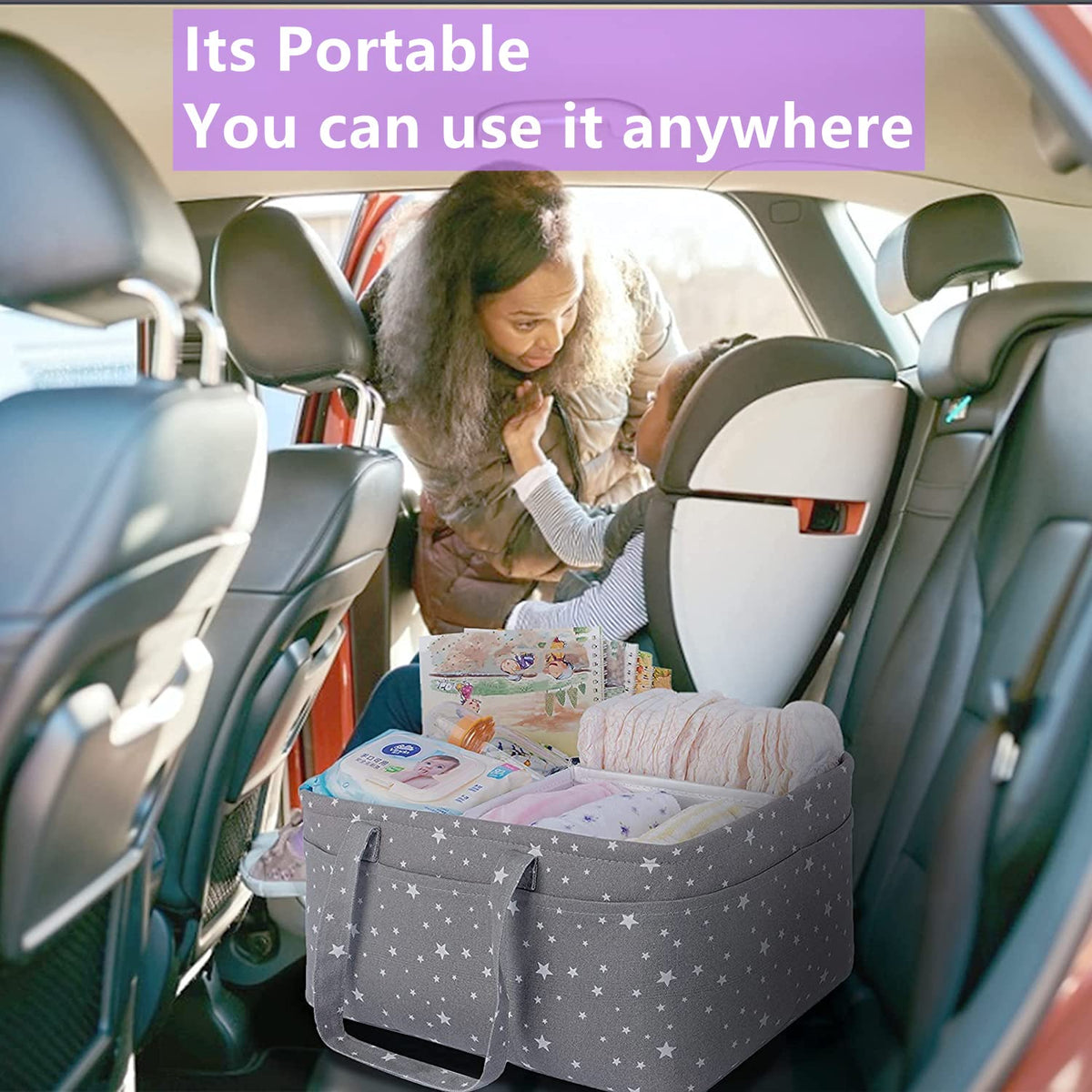 Organizador de pañales para bebé para bolsa de regalo de bebé, cesta de almacenamiento portátil extra grande para cambiador o registro de autos y bebés. Debe tener neutro