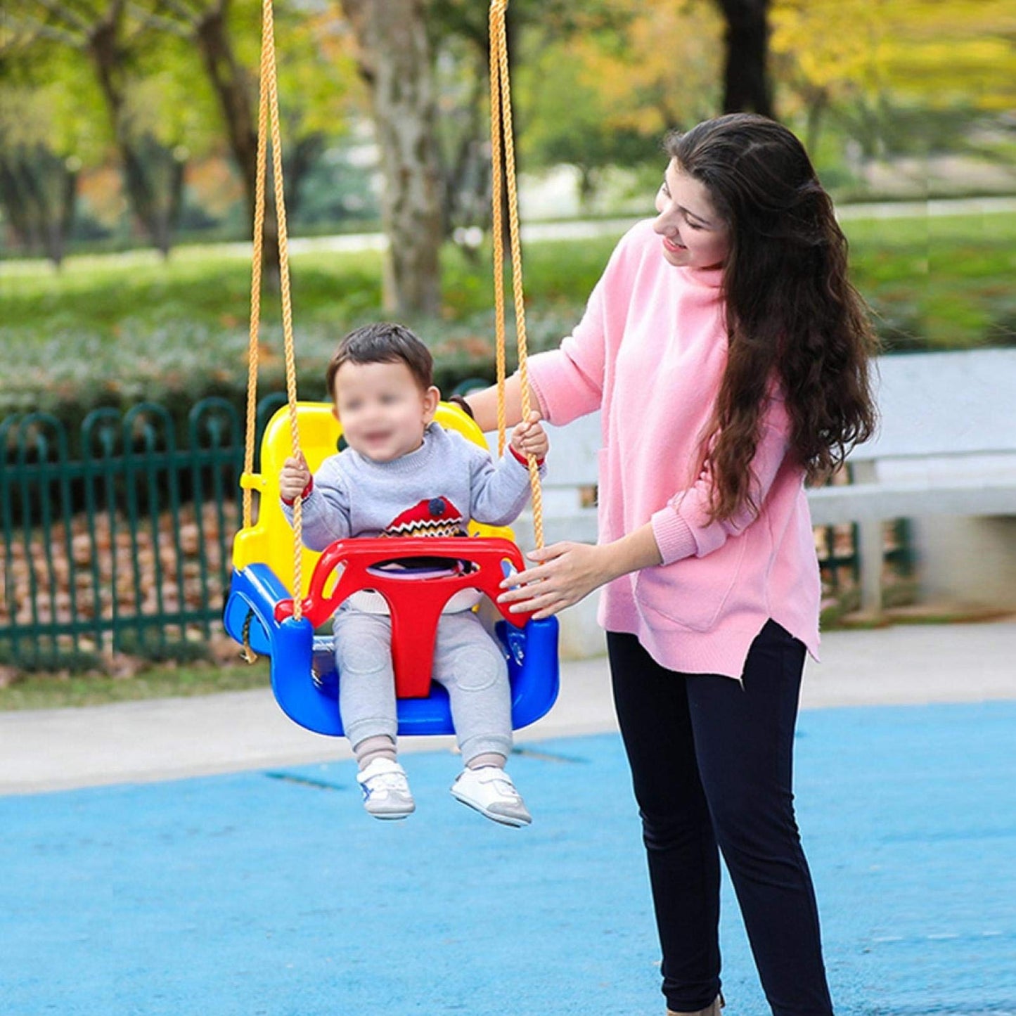 Columpio Okuyonic Azul con Respaldo Alto para Niños y Bebés