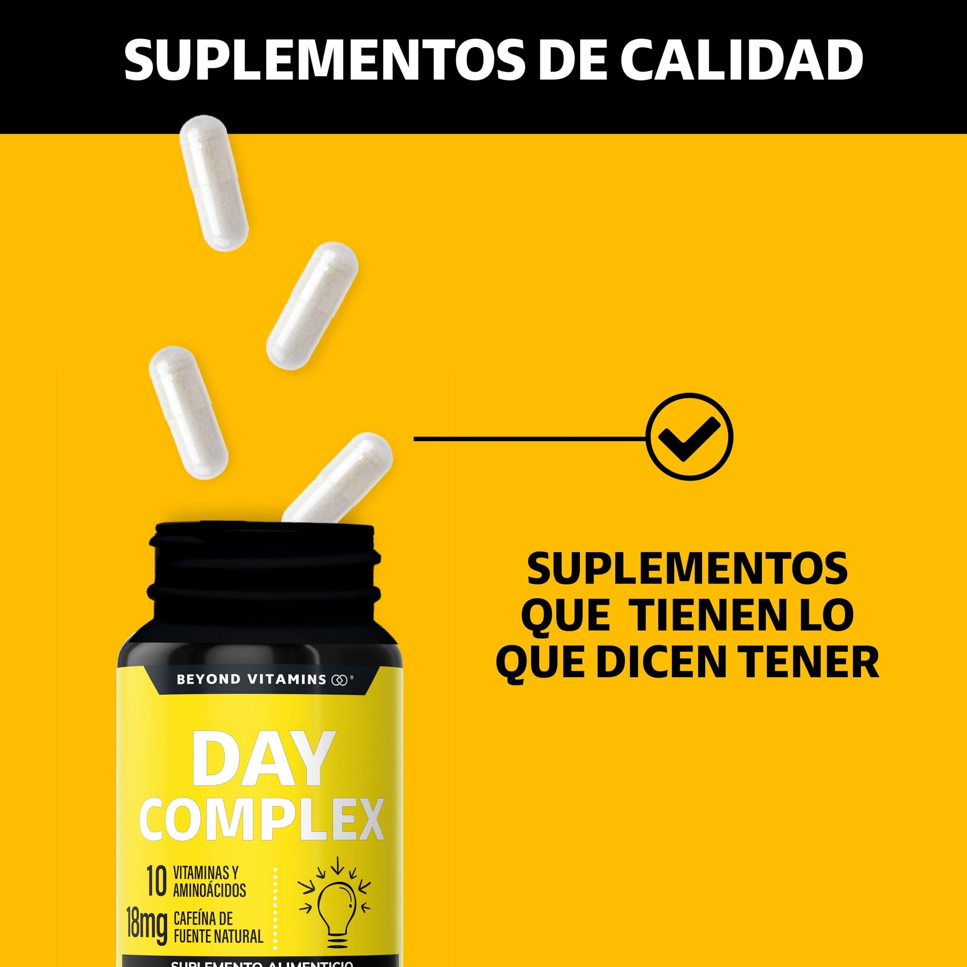Suplemento Nootrópico Day Complex con Vitaminas y Minerales Sin Azúcar en Cápsulas