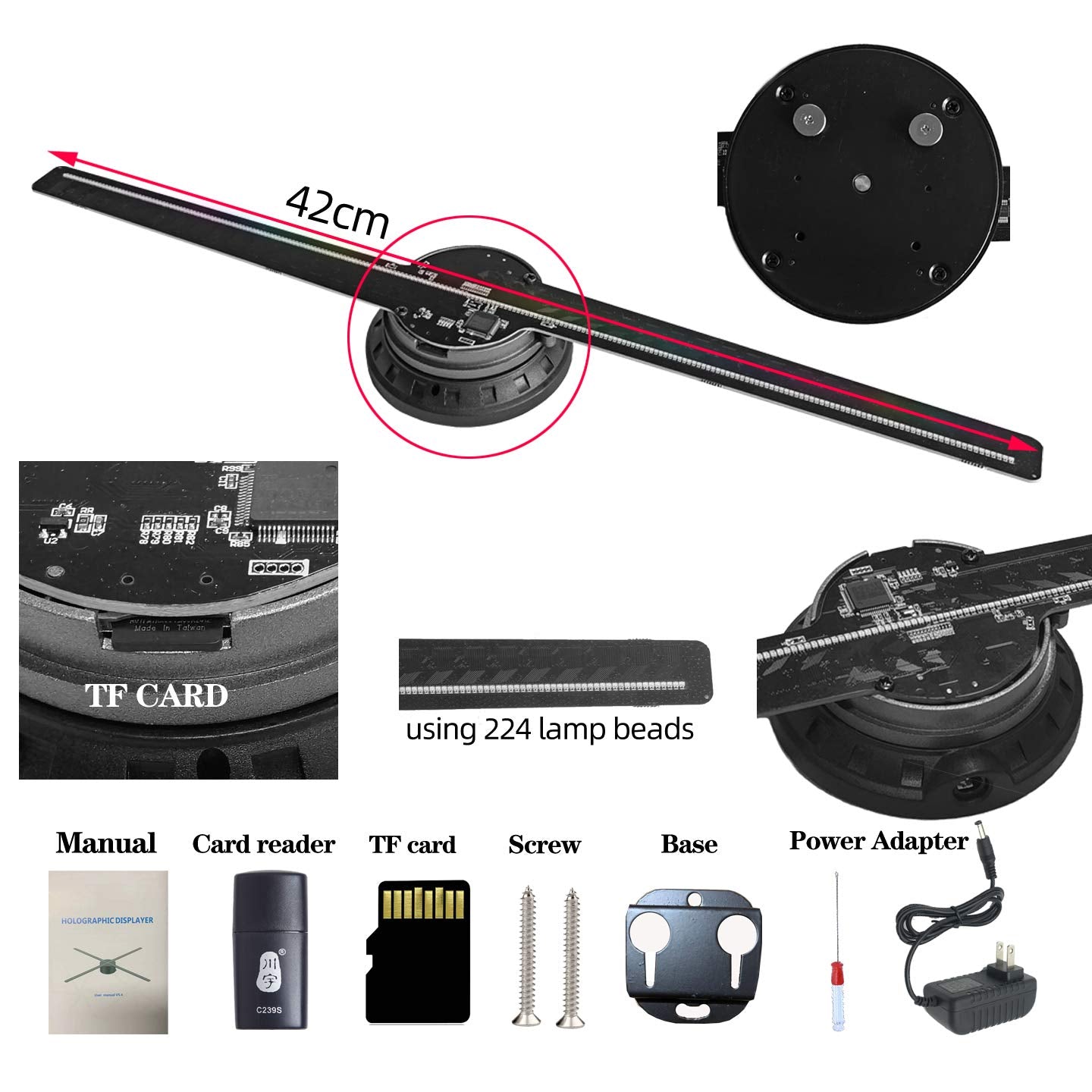 Ventilador Holográfico Missyou Negro con Bluetooth y WiFi para Negocios y Educación