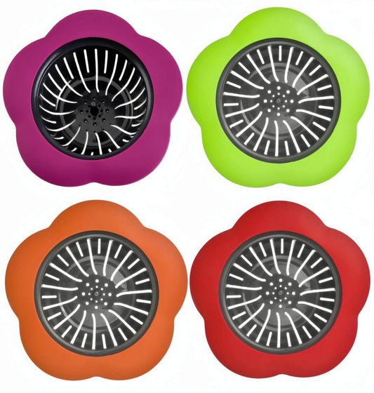 JIANYI - Colador de fregadero de cocina, 4 coladores de fregadero de silicona, borde ancho grande de 4.5 pulgadas de diámetro para fregadero de cocina, multicolor