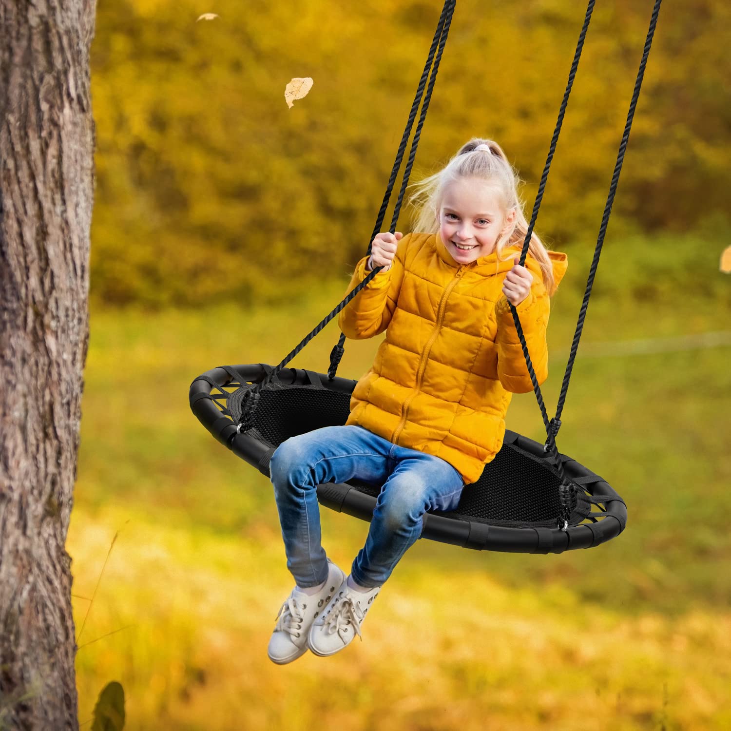 Columpio Ronda para Niños Sorbus Negro con Accesorios para Interior y Exterior