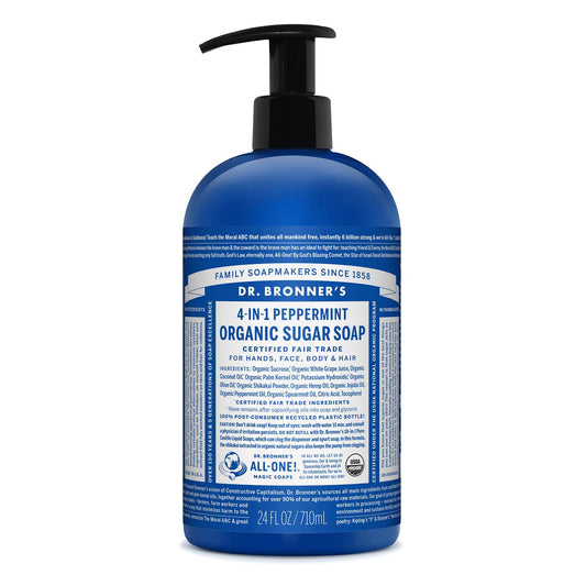 Jabón Líquido Orgánico Dr. Bronner's Menta Hidratante y Nutritivo Vegano