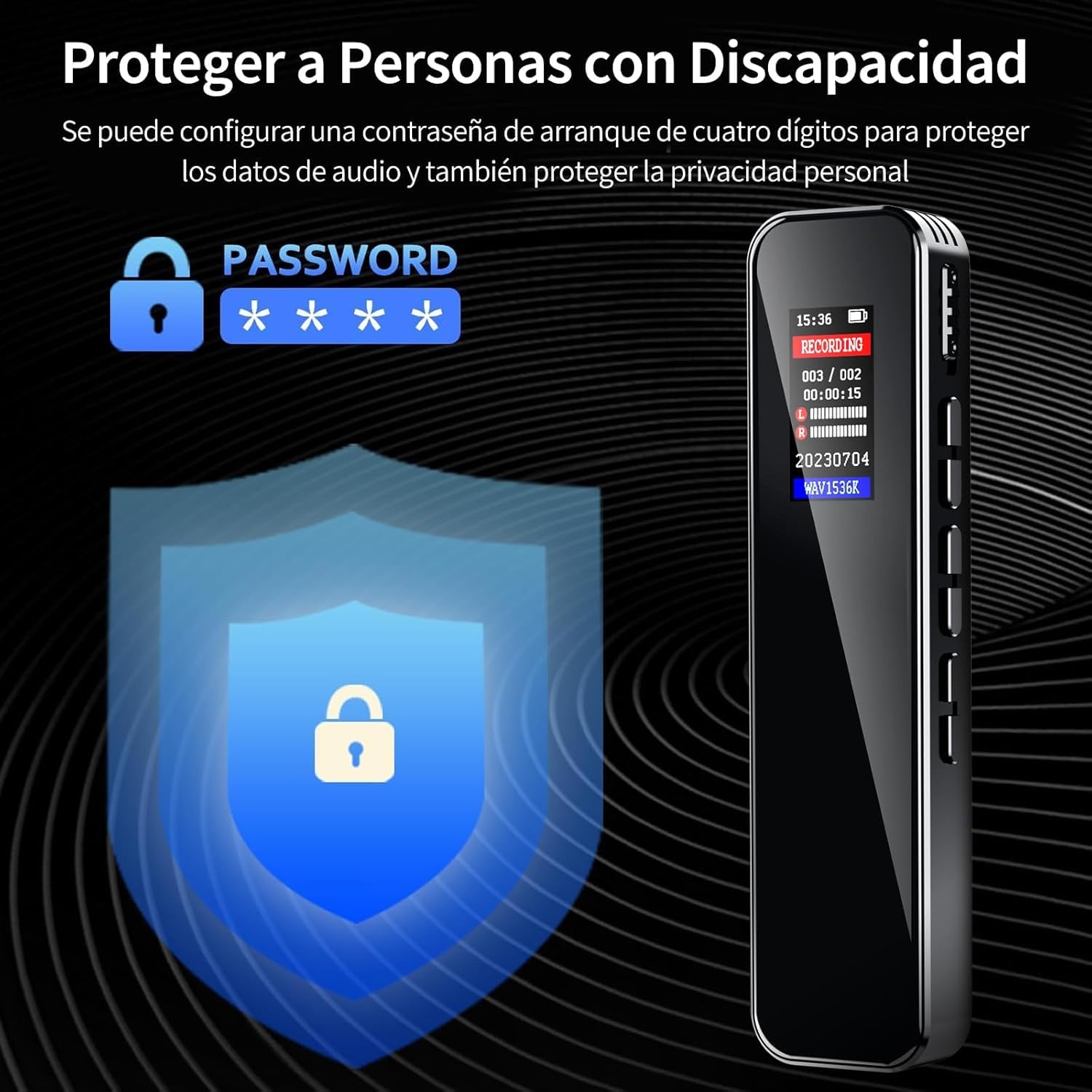 Gurkitsy Grabadora de Voz, Grabadora activada por Voz, Recargable Portátil con Memoria Interna de 8GB, Reproductor de MP3 con Función Altavoz, de Digital Inteligente para Reuniones