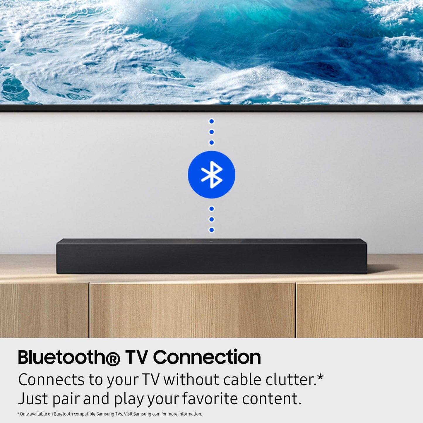 SAMSUNG Barra de Sonido Serie B HW B400F 2.0 ch con subwoofer Integrado (Modelo 2025) un Control Remoto, expansión de Sonido Envolvente, Modo de Mejora de Voz