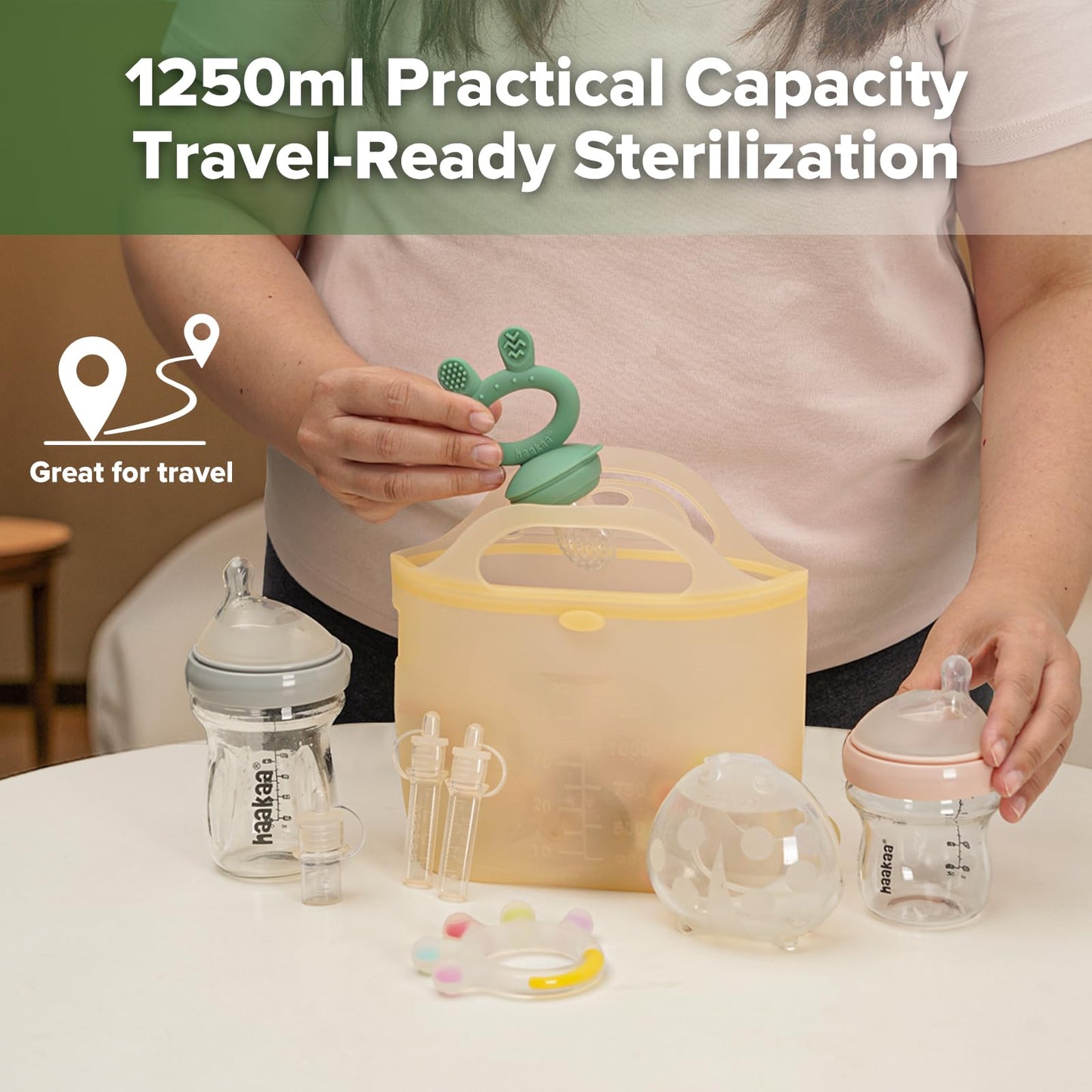 haakaa Bolsas De Silicona Reutilizables Para Esterilizar A Vapor En Microondas, De 114 G, Para Biberones, Sacaleches, Accesorios, Chupetes Y Mordedores. Piña (1 Unidad).