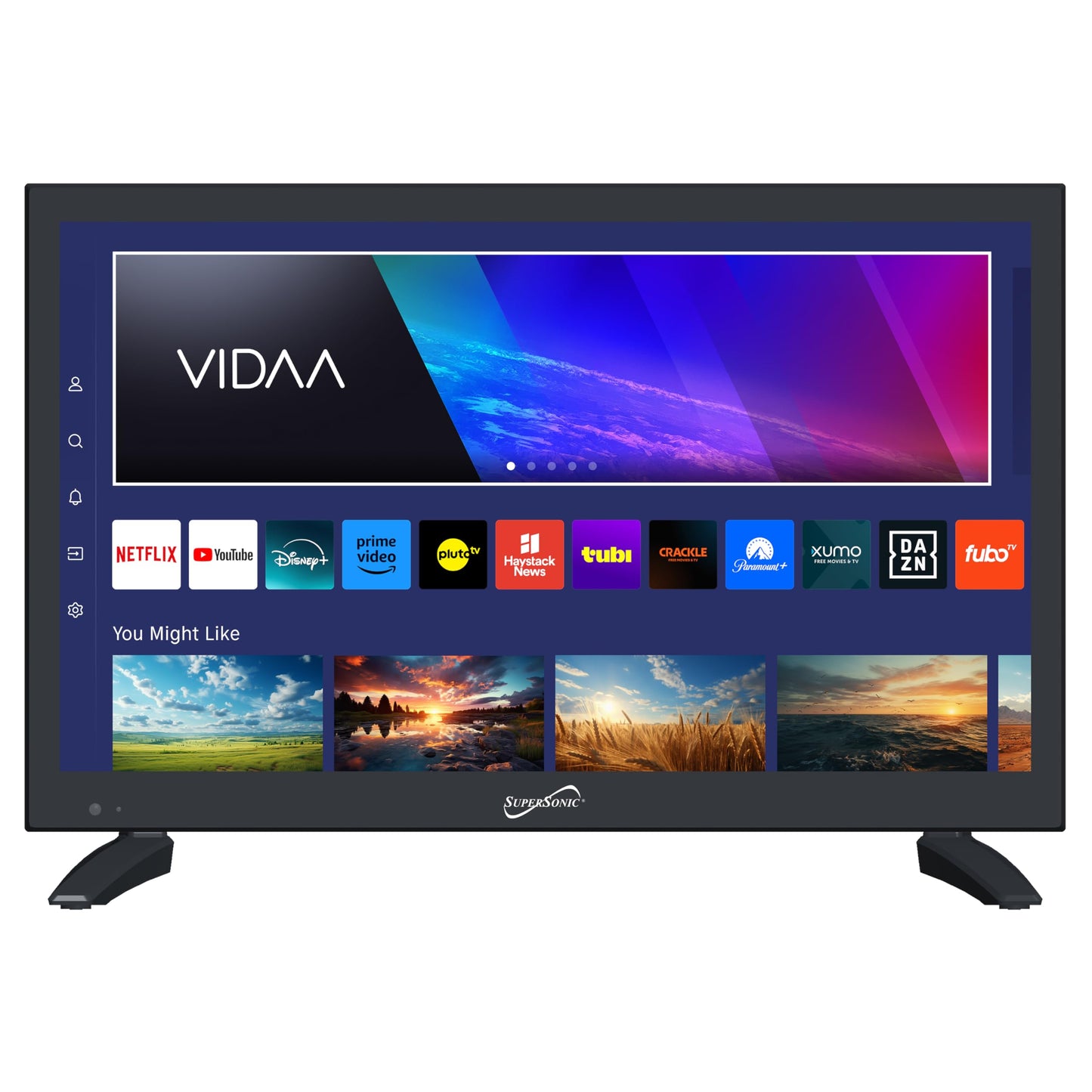 Televisor LED Supersonic 18.5 Pulgadas VIDAA Negro Inteligente WiFi 1080p HDMI ARC USB Integrado