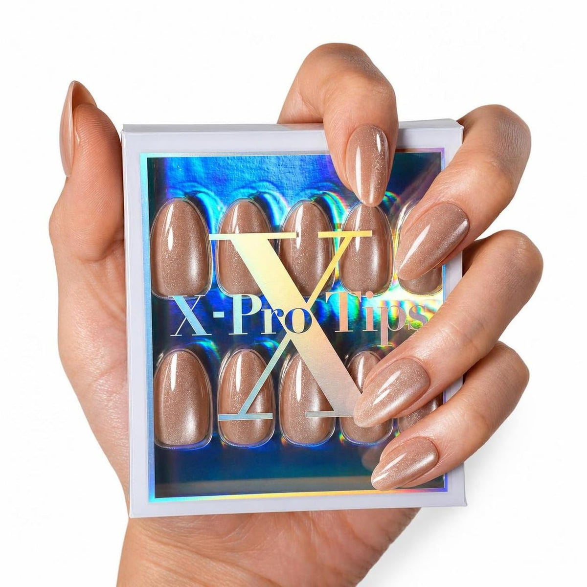SXC Uñas postizas de la marca Cosmetics | Serie X1, almendra corta (021 Champagne Pearl)