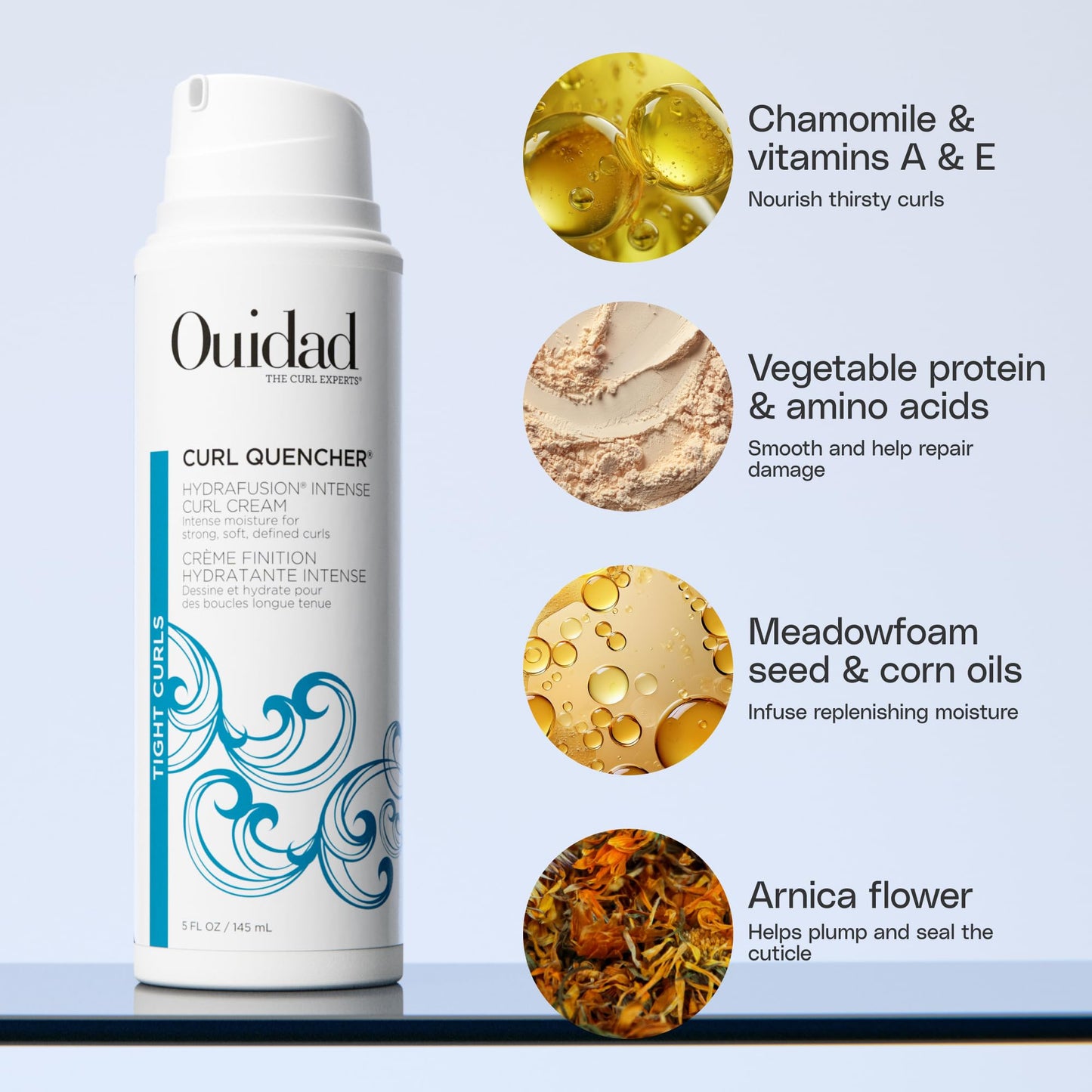 Crema rizadora de rizos Ouidad Curl Quencher Hydraft de 5 onzas líquidas