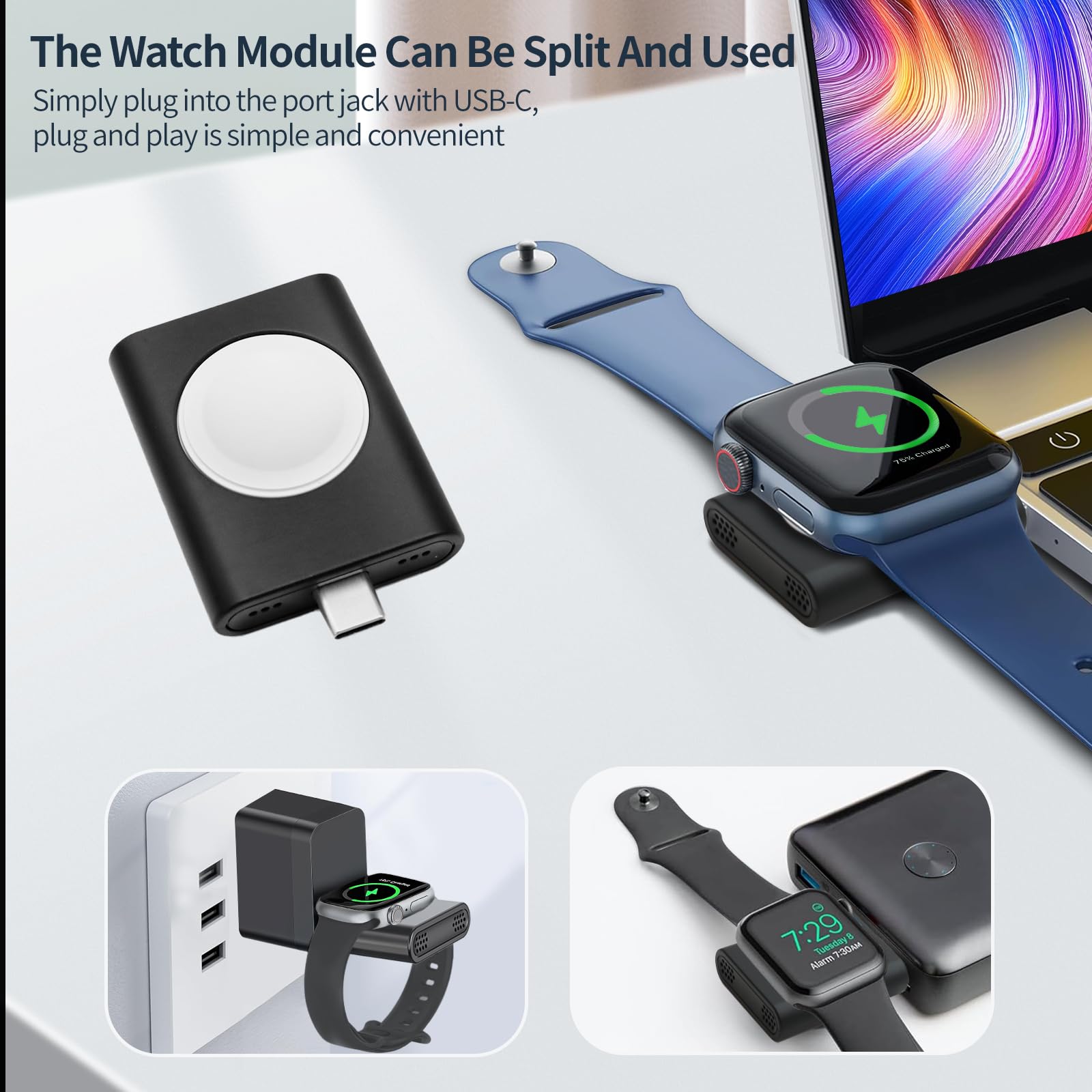 Carga Inalámbrico para iPhone Magsafe, Soporte de Carga Inalámbrico con QC3.0 25W Adaptador de Carga Rápida, Qi Estación de Carga Inalámbrica Compatible con iPhone 16/15/14/13/12, Airpods, Apple Watch