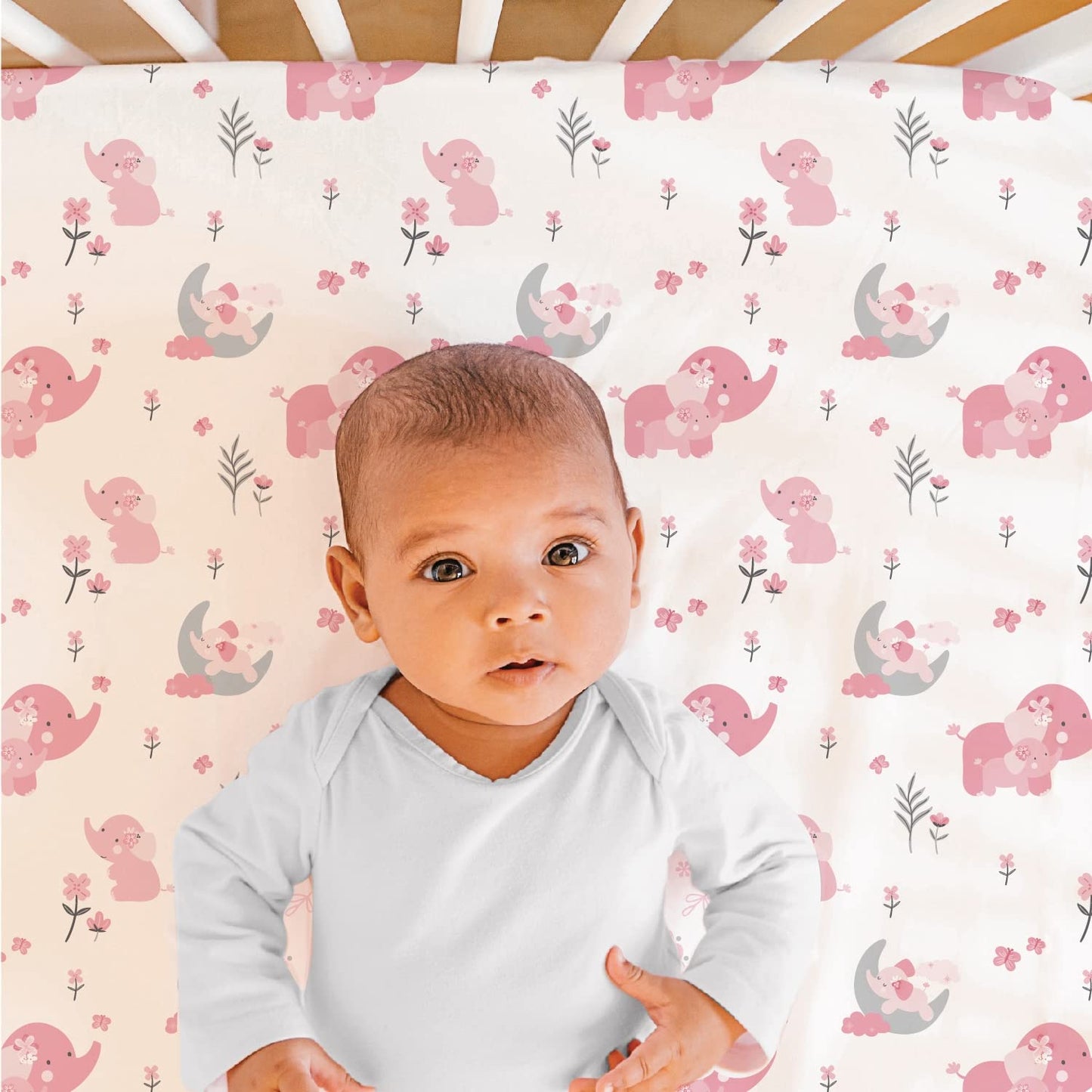 The Peanutshell - Juego de cama de 3 piezas para cuna de bebé para niñas – Juego de cama de bebé recién nacido, bebé y niño pequeño con sábana bajera para cuna, edredón con volantes en polvo