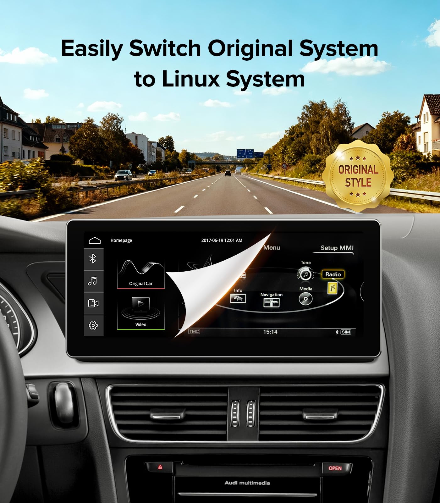 Estéreo de Coche Linux de 10.25" para Audi A4 B8 S4 A5 S5 RS5 (2009-2016) Sistema Multimedia MMI de Audi - Unidad Principal Android Auto CarPlay Inalámbrico, Pantalla Táctil IPS de 1920x720, Conserva