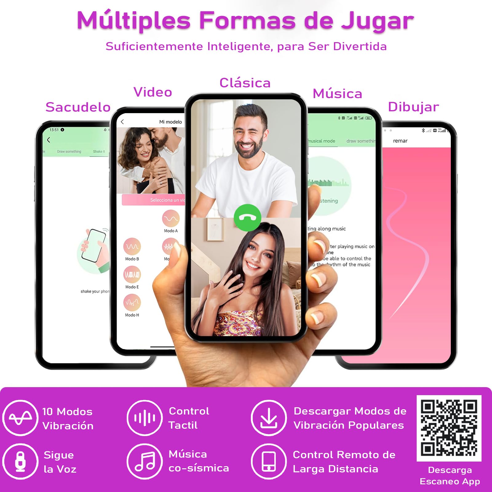 Vibrador EHRHDKNS Morado Oscuro con Control de APP y 10 Modos para Mujer