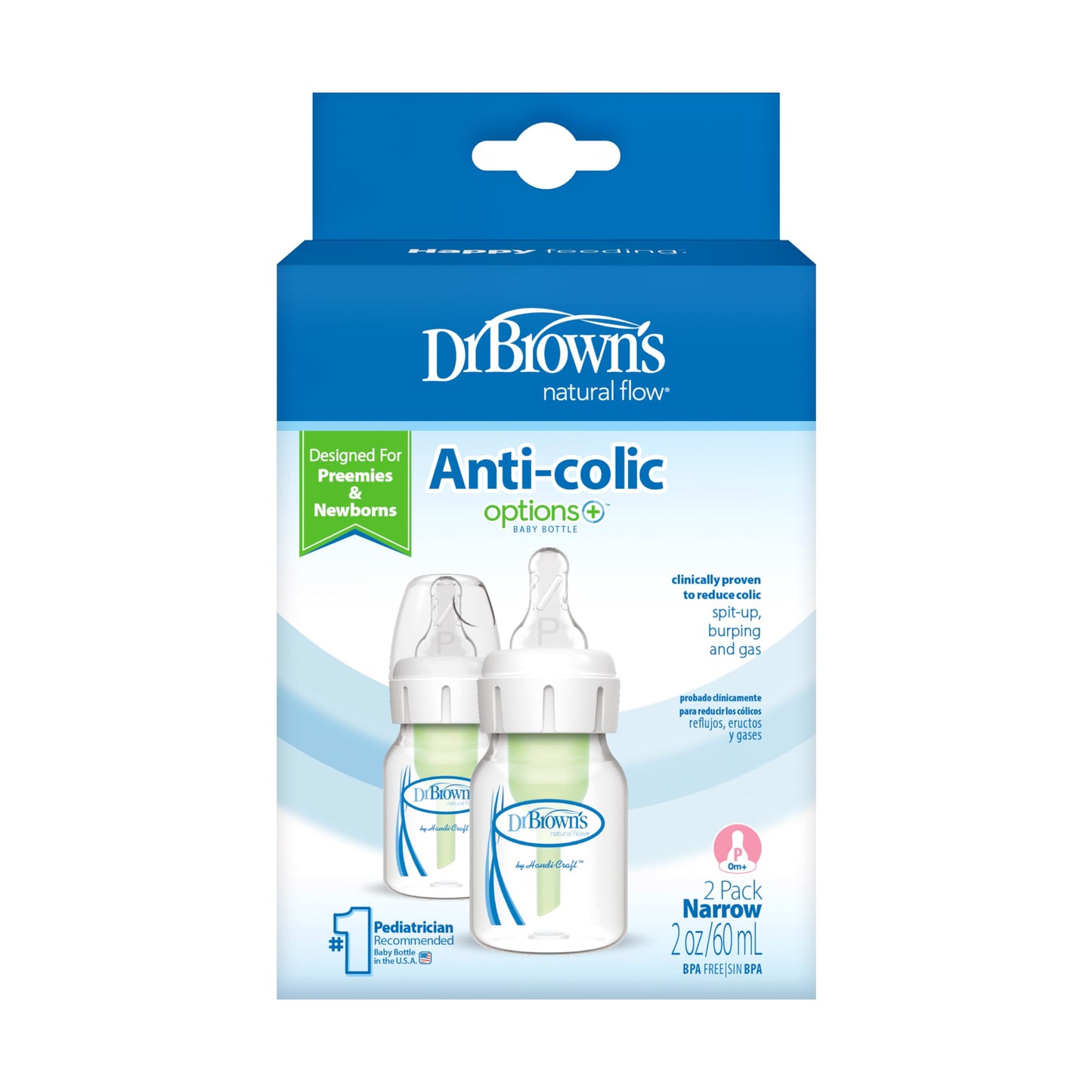 Dr. Brown's Biberón estándar 2 oz. Options+ 2-pack