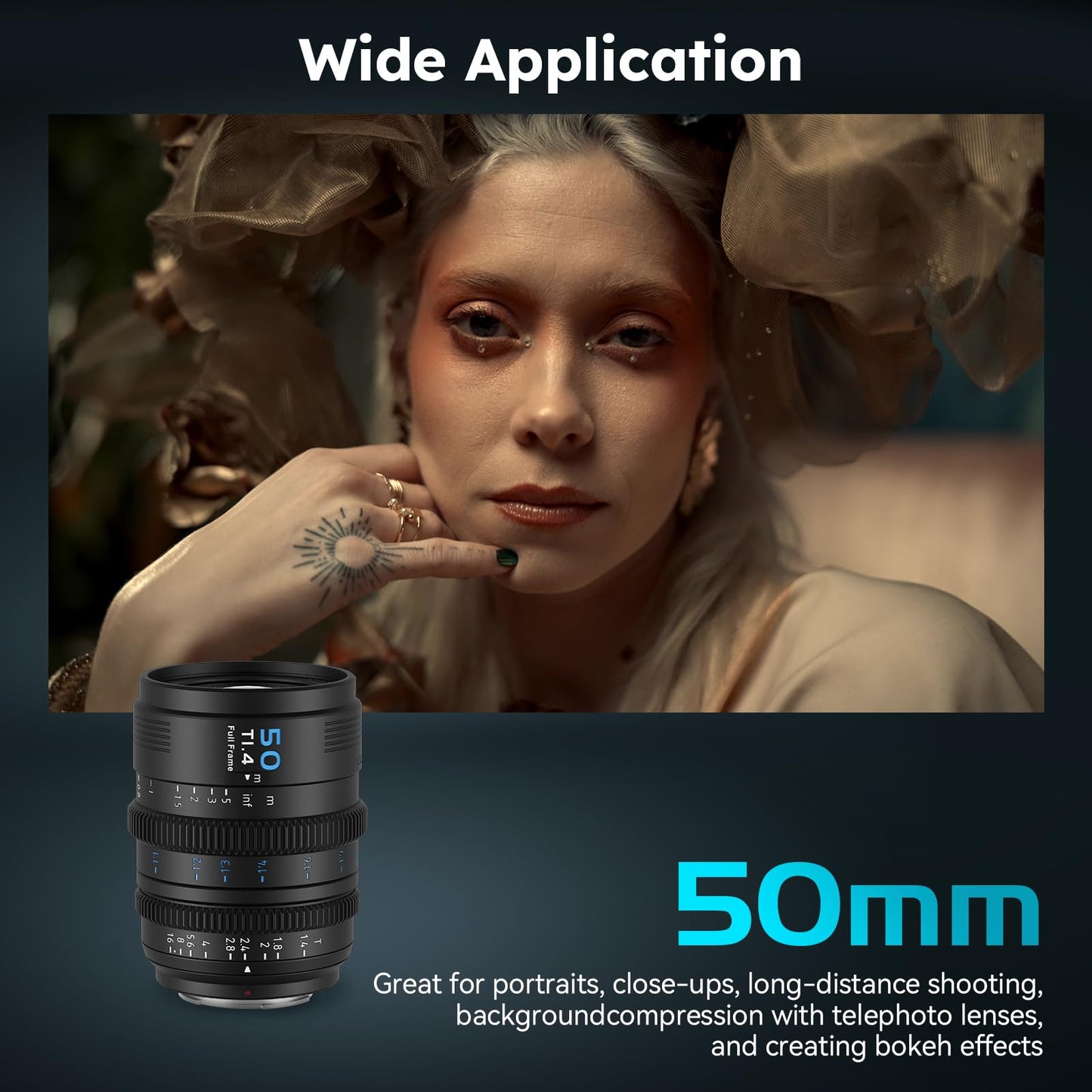 SIRUI VP-1 Vision Prime 1 T1.4 Lente de cine de marco completo, lente de cine de enfoque manual de 50 mm con montaje E preinstalado, soportes intercambiables RF/Z/L (negro)