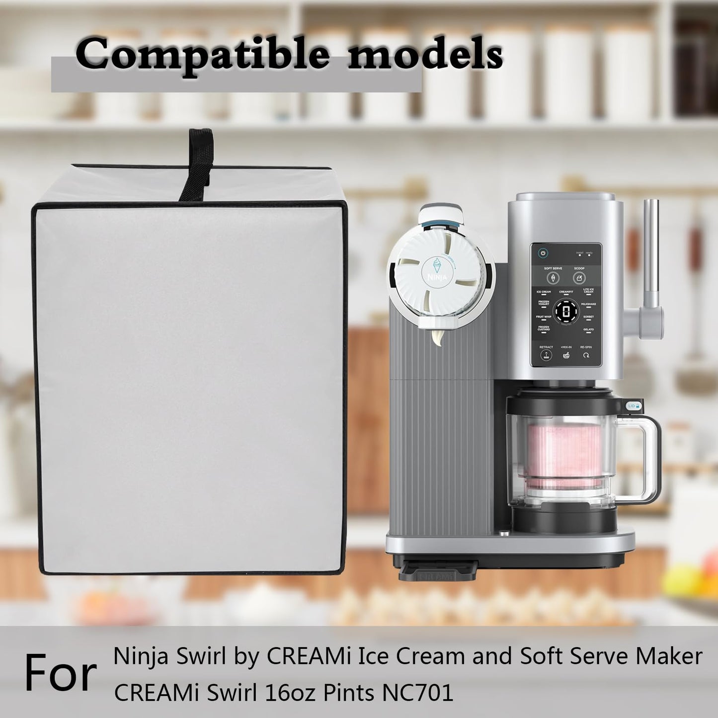 CREAMi - Funda para hacer helados Ninja CREAMi, resistente al agua, protector contra el polvo, funda para hacer golosinas congeladas, compatible con Ninja Swirl y fabricante de helados suave NC701
