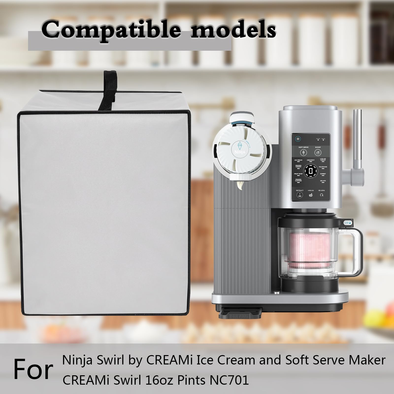 CREAMi - Funda para hacer helados Ninja CREAMi, resistente al agua, protector contra el polvo, funda para hacer golosinas congeladas, compatible con Ninja Swirl y fabricante de helados suave NC701