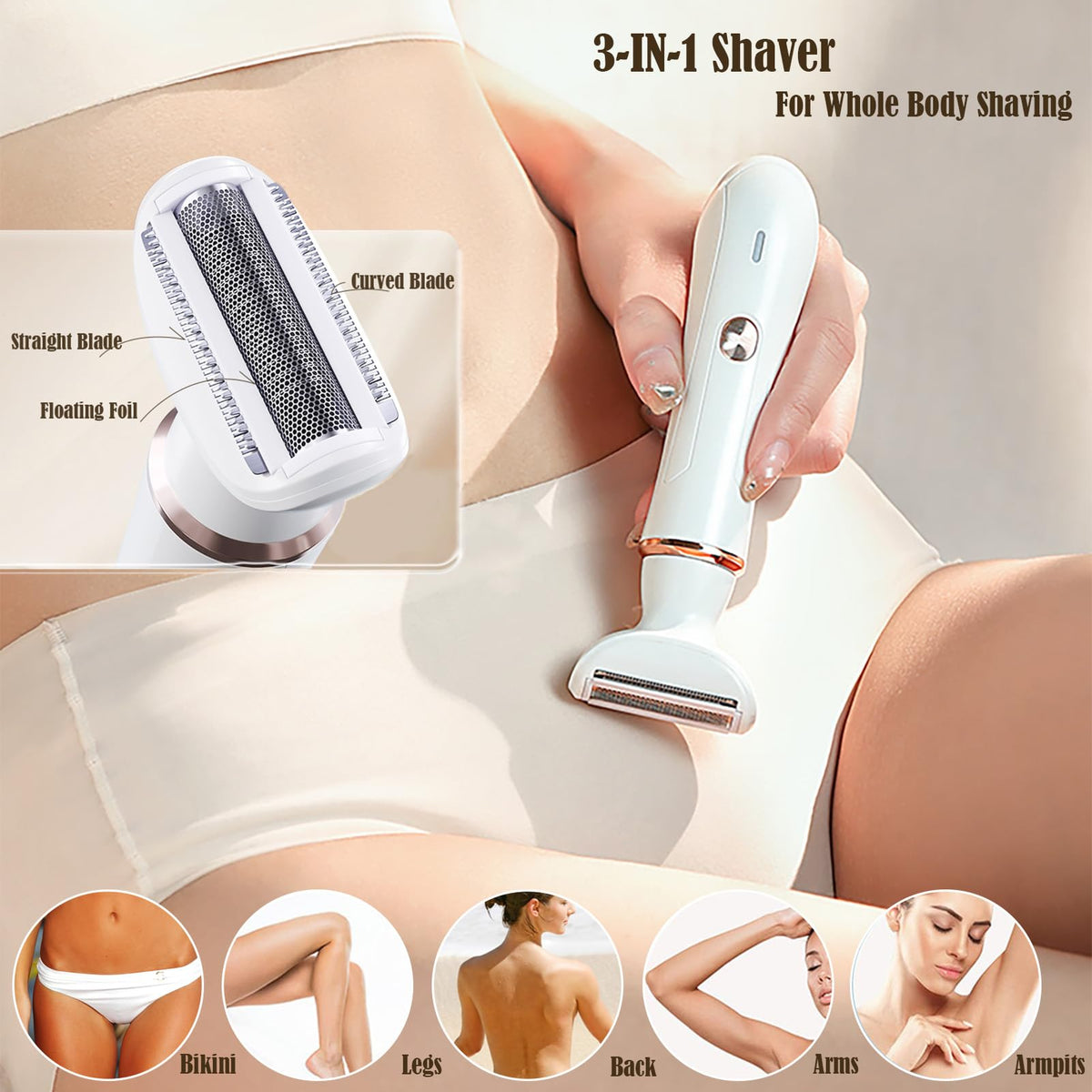 BEAUTISILK- "Afeitadora eléctrica para mujeres: kit de depilación y depilación indolora 2 en 1, uso en seco y húmedo, inalámbrica, tipo