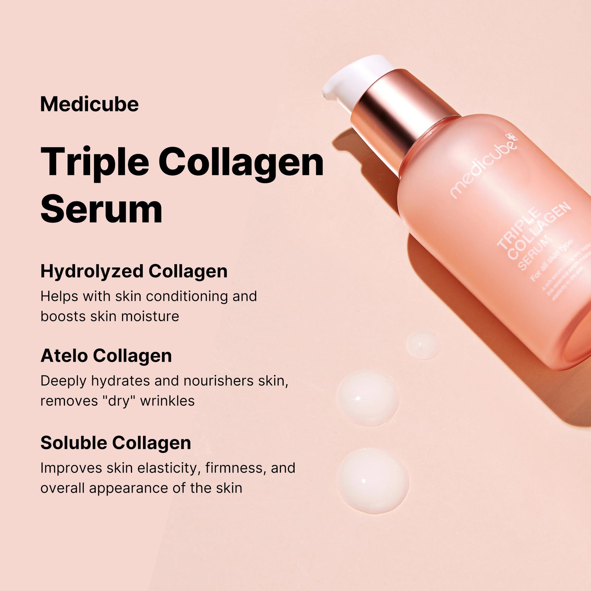 medicube- El suero de triple colágeno de Medicube es un suero potente que ayuda a aumentar la elasticidad de la piel y a nutrir la piel opaca con un brillo envidiable. El complejo de triple colágeno c