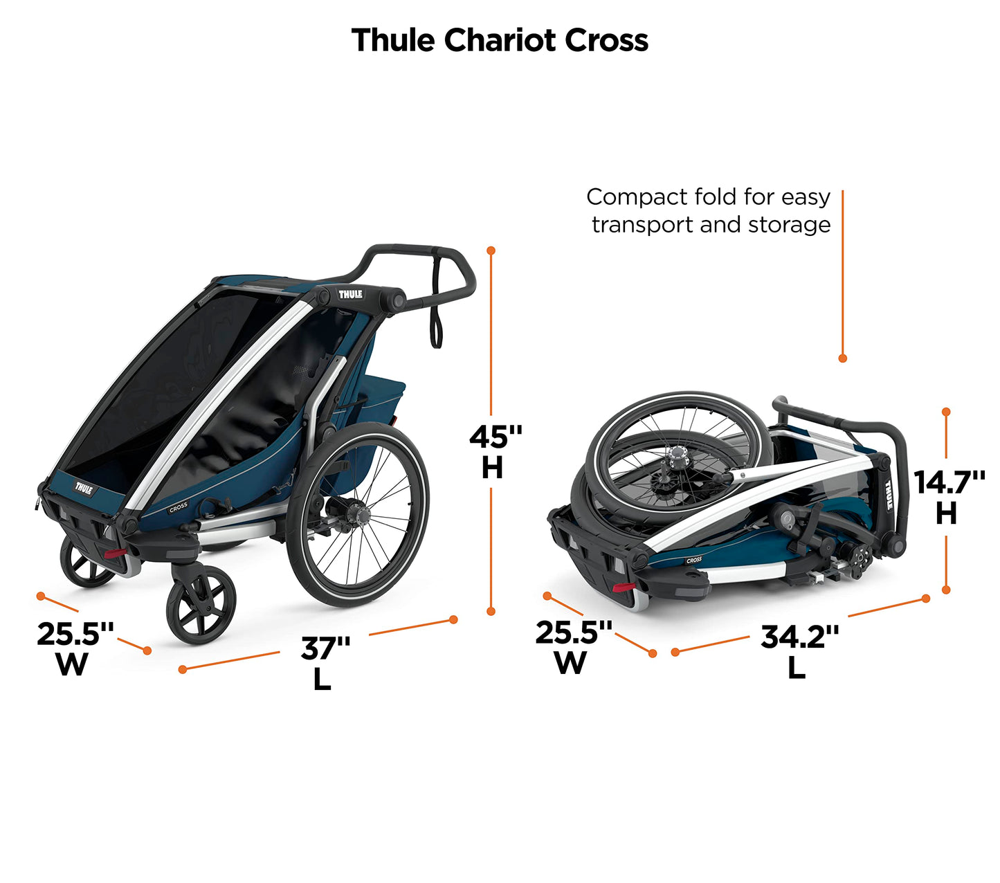 Remolque para Bicicleta THULE Chariot Cross Azul de 1 Asiento