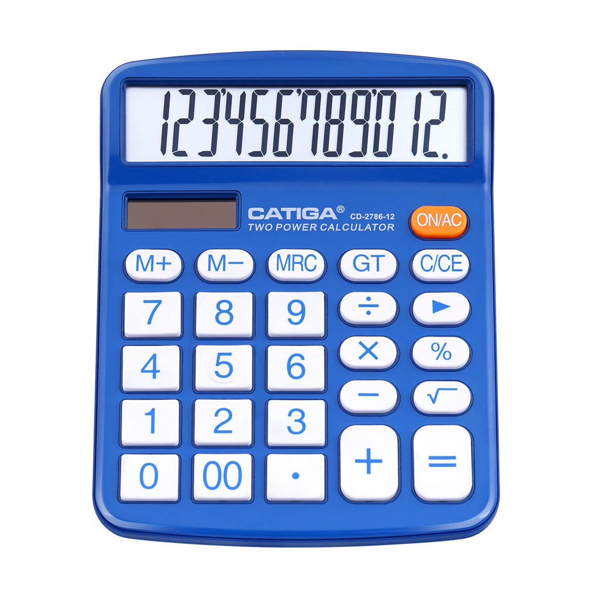 Calculadora CATIGA Negra LCD de 12 Dígitos con Energía Solar y Batería Dual para Oficina y Escuela